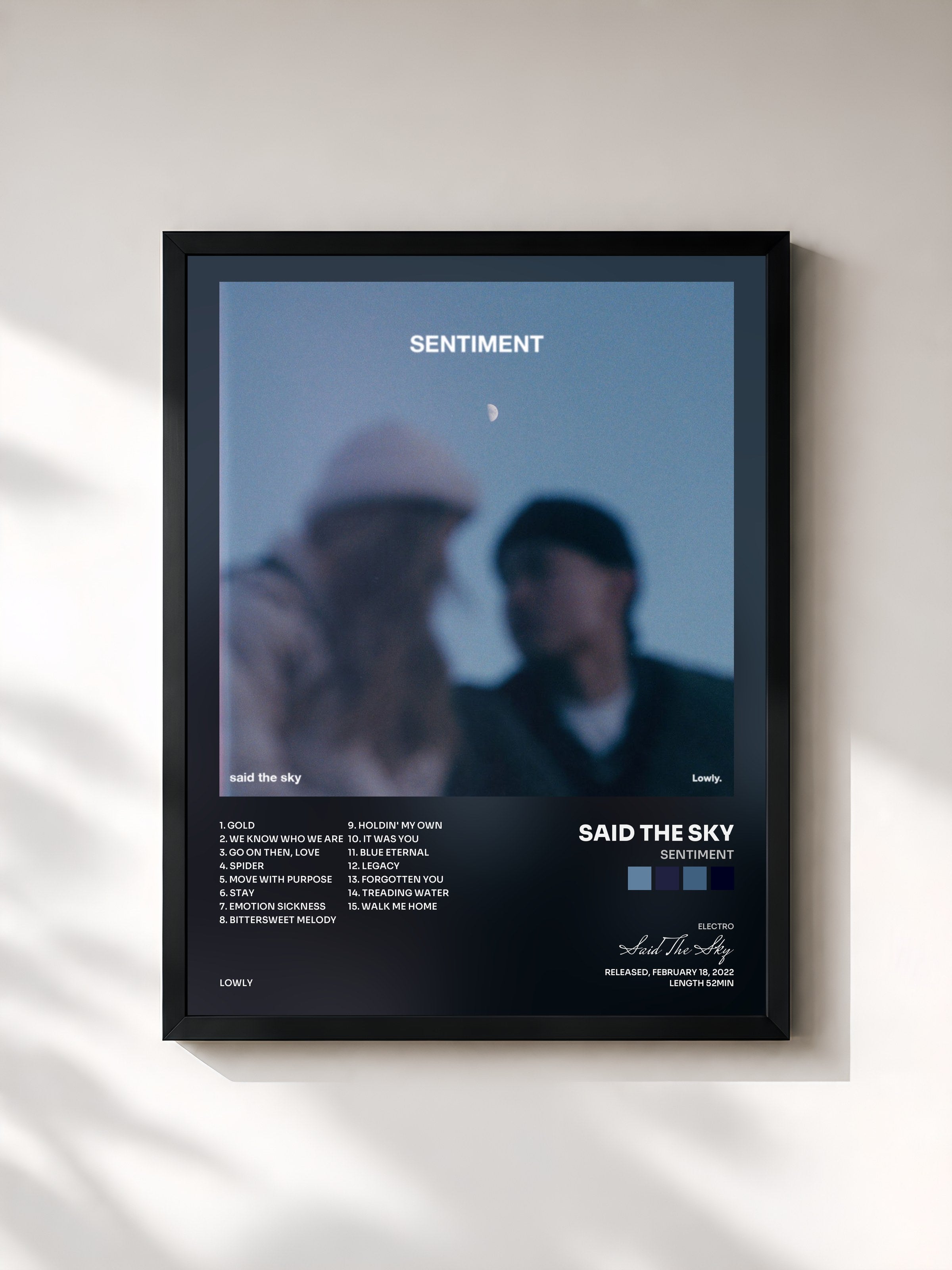 #noir Tableau de l'album Sentiment de Said The Sky, cadre noir, imprimé et encadré en France