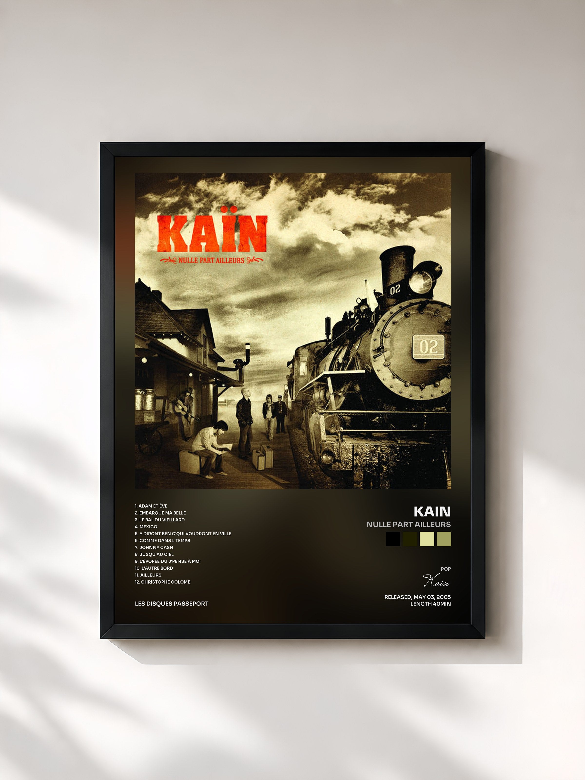 #noir Tableau de l'album Nulle part ailleurs de Kain, cadre noir, imprimé et encadré en France