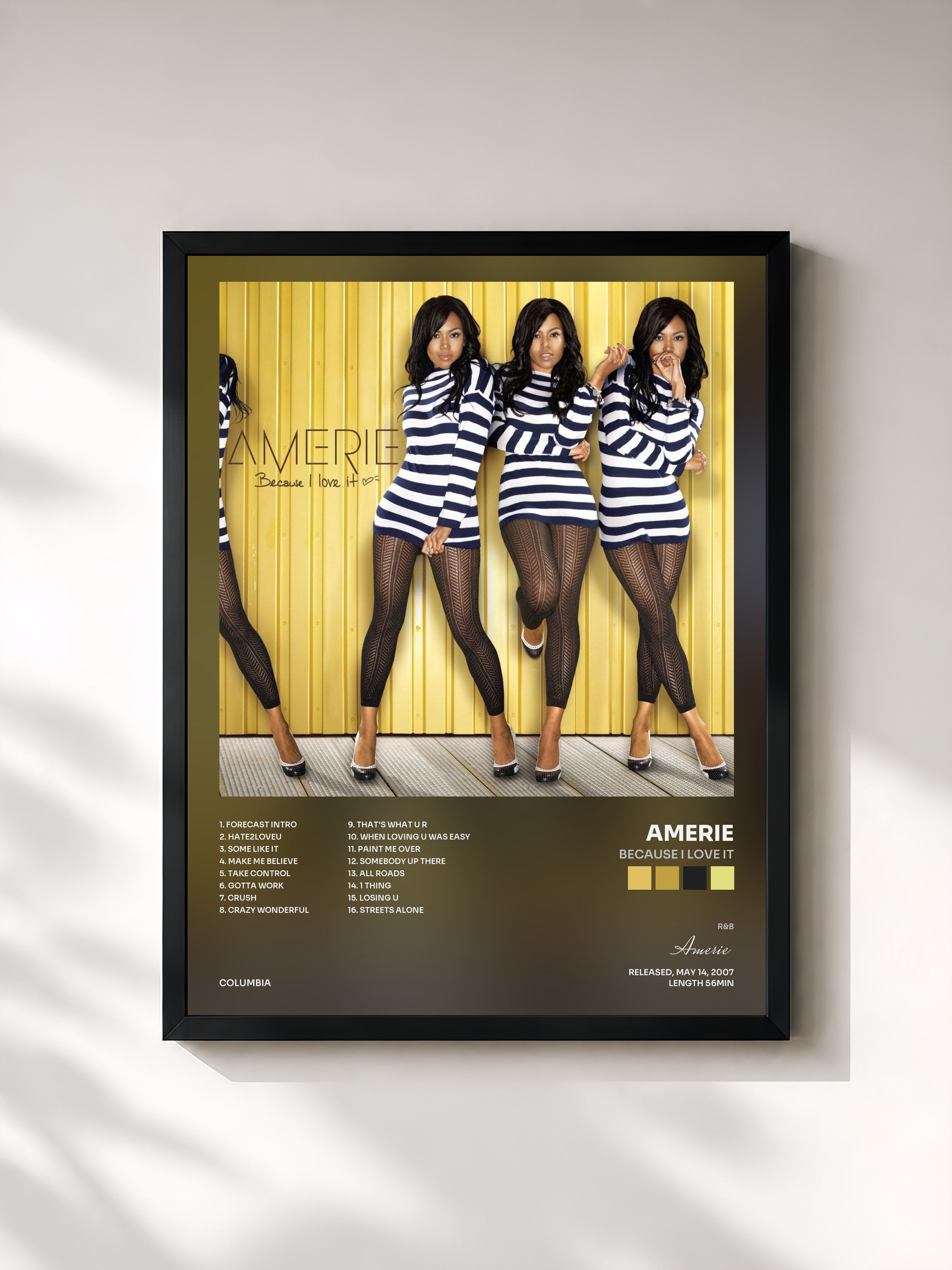#noir Tableau de l'album Because I Love It de Amerie, cadre noir, imprimé et encadré en France