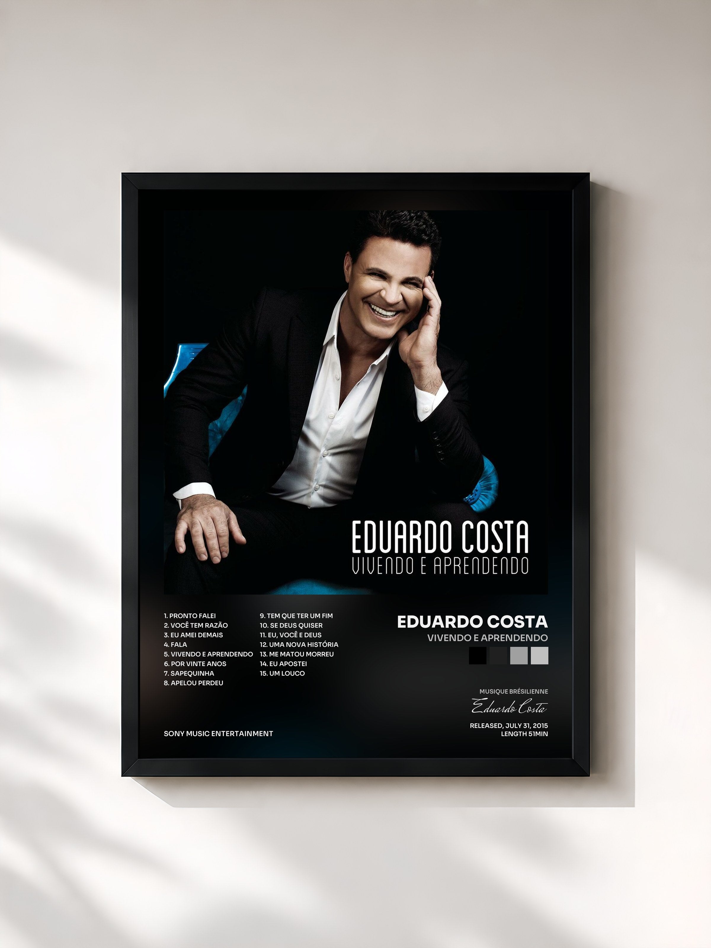 #noir Tableau de l'album Vivendo e Aprendendo de Eduardo Costa, cadre noir, imprimé et encadré en France