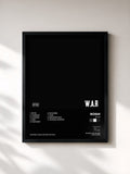 #noir Tableau de l'album W.A.R de Roshi, cadre noir, imprimé et encadré en France