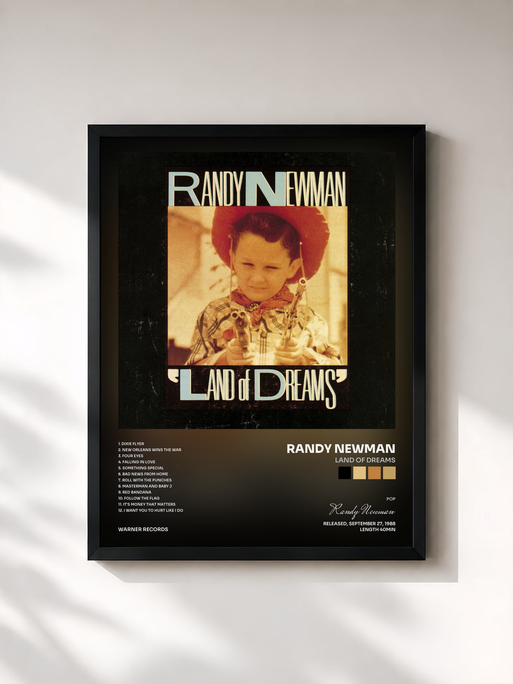#noir Land of Dreams von Randy Newman als gerahmter Kunstdruck, schwarzer Rahmen, gedruckt und gerahmt in Frankreich