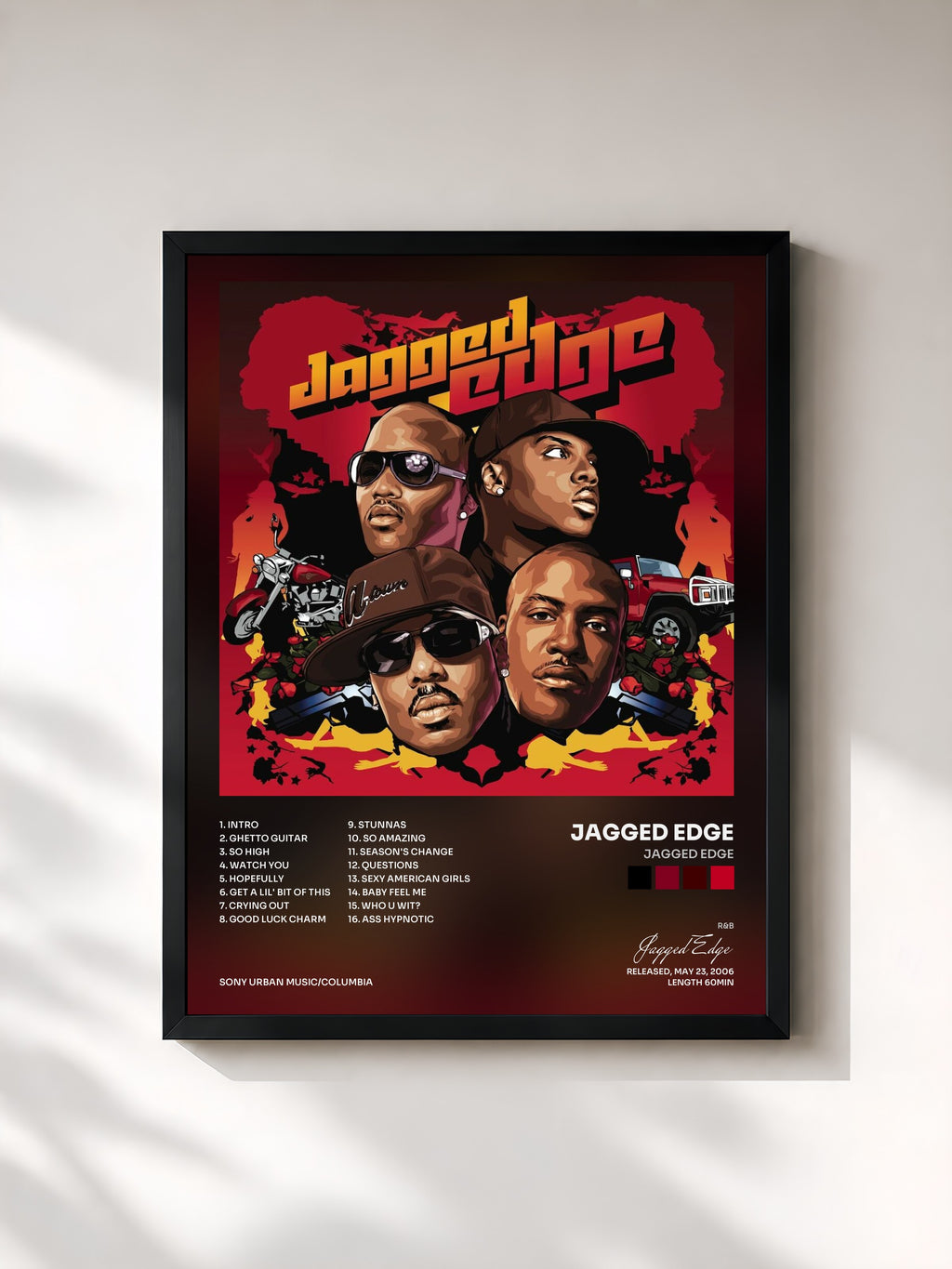 #noir Tableau de l'album Jagged Edge de Jagged Edge, cadre noir, imprimé et encadré en France