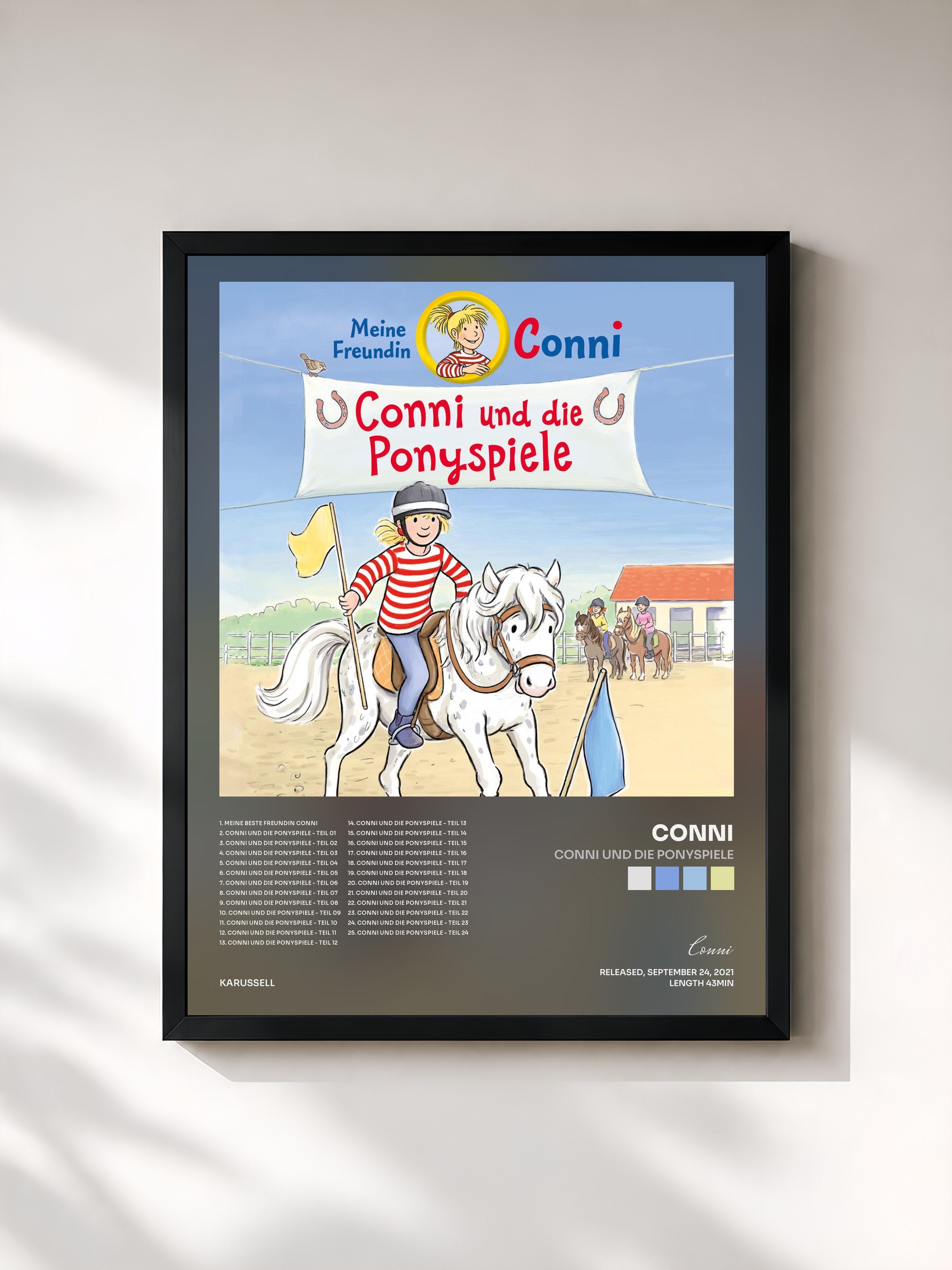 #noir Tableau de l'album Conni und die Ponyspiele de Conni, cadre noir, imprimé et encadré en France