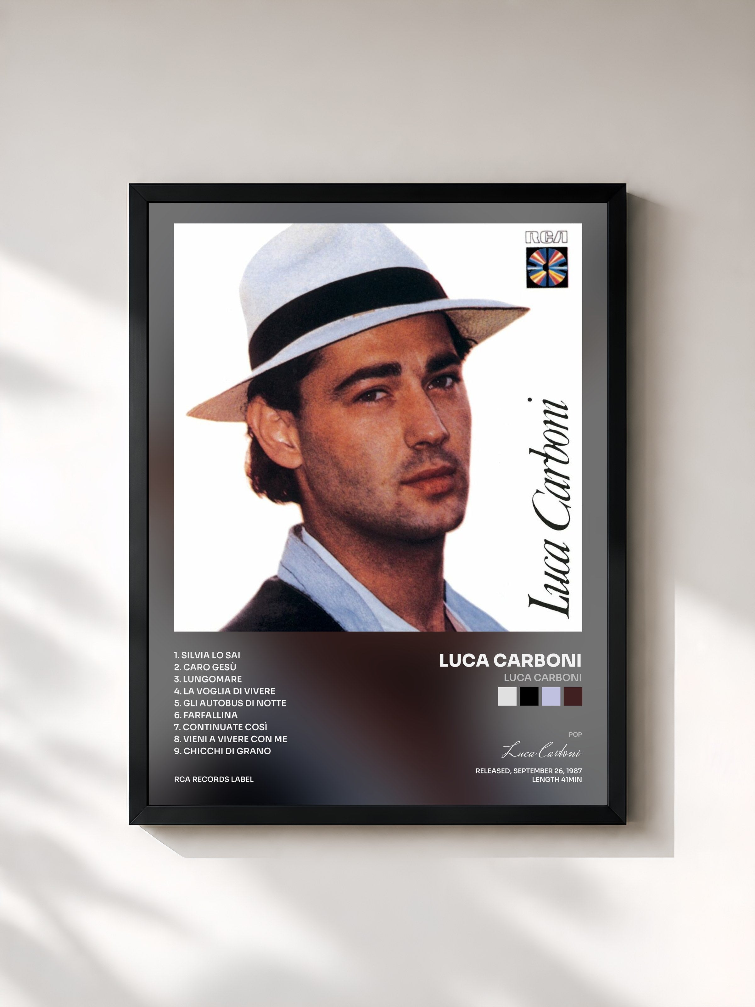 #noir Tableau de l'album Luca Carboni de Luca Carboni, cadre noir, imprimé et encadré en France