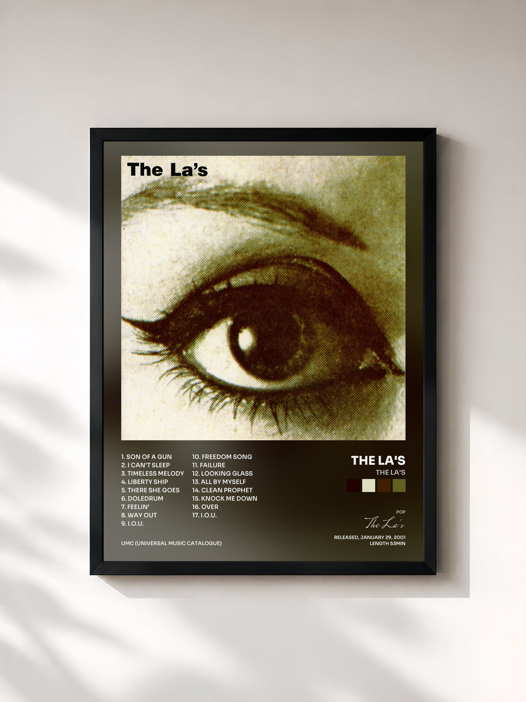 #noir Tableau de l'album The La's de The La's, cadre noir, imprimé et encadré en France