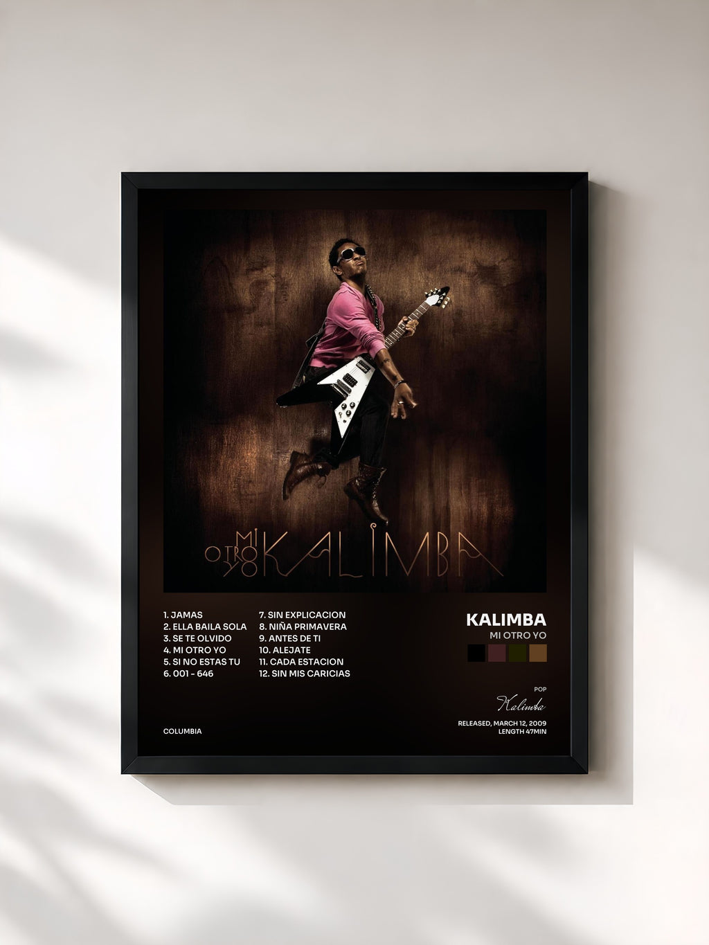 #noir Tableau de l'album Mi Otro Yo de Kalimba, cadre noir, imprimé et encadré en France