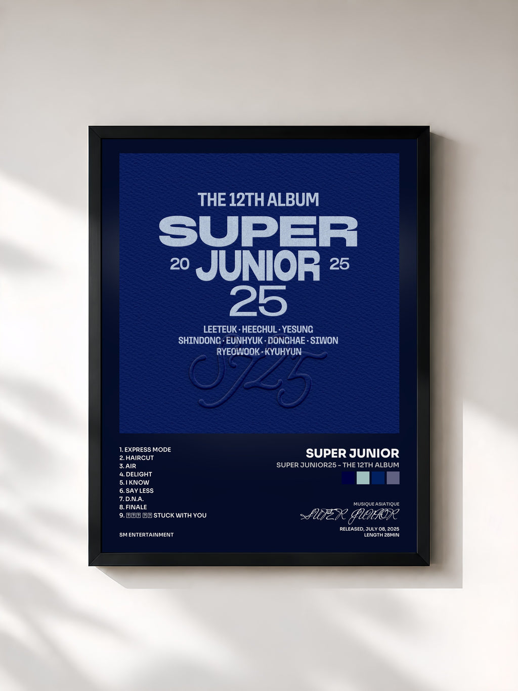 #noir Tableau de l'album Super Junior25 - The 12th Album de SUPER JUNIOR, cadre noir, imprimé et encadré en France