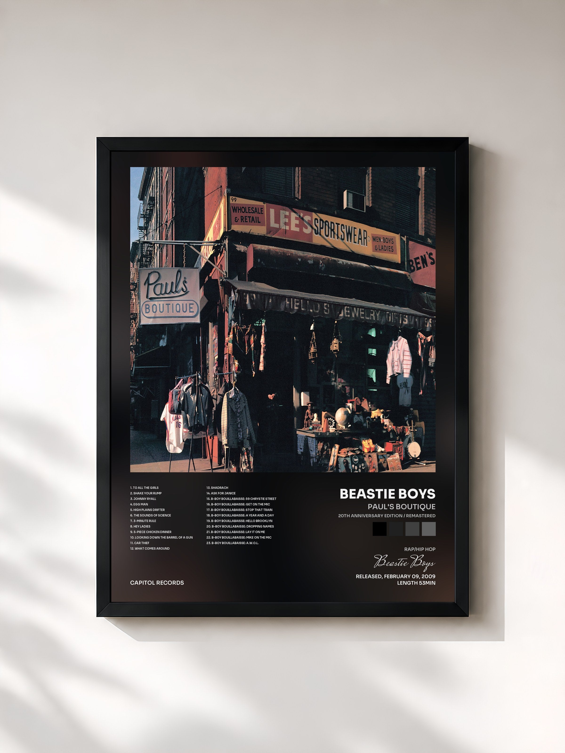 #noir Tableau de l'album Paul's Boutique (20th Anniversary Edition / Remastered) de Beastie Boys, cadre noir, imprimé et encadré en France