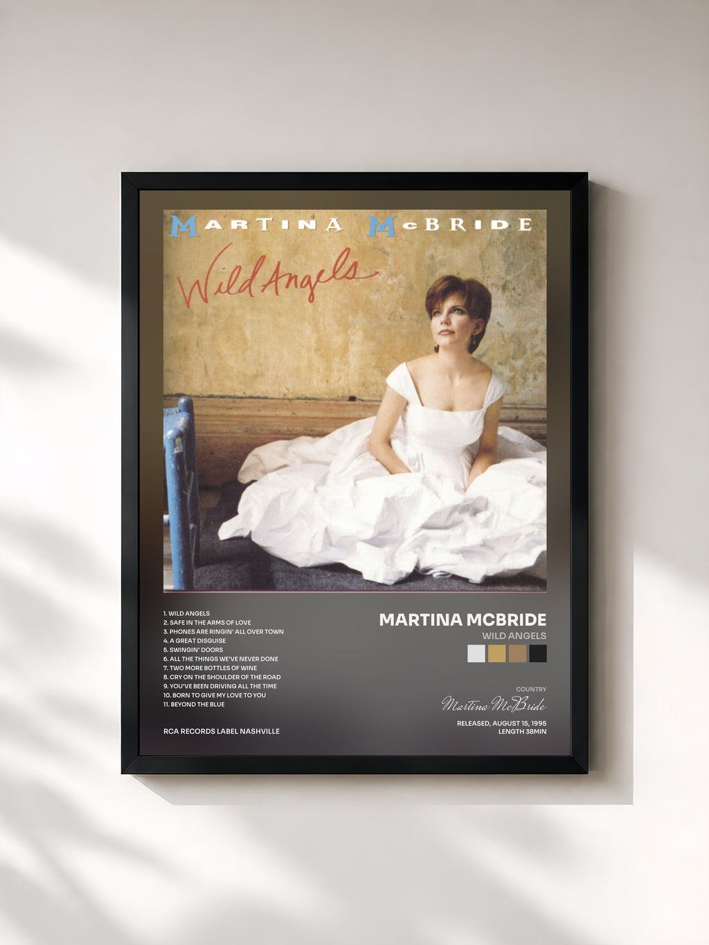 #noir Tableau de l'album Wild Angels de Martina McBride, cadre noir, imprimé et encadré en France