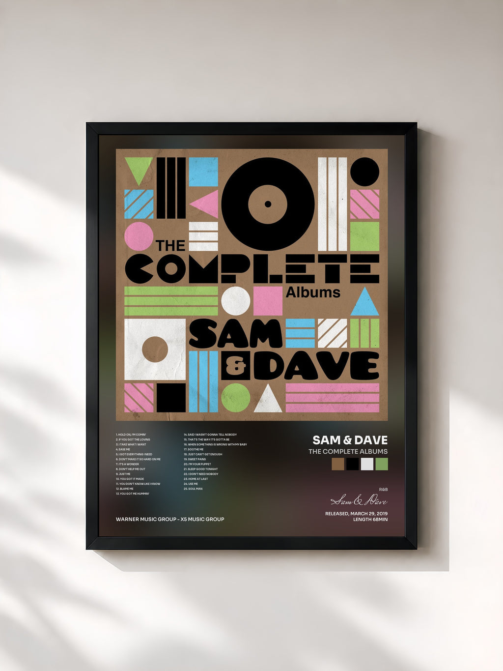 #noir Tableau de l'album The Complete Albums de Sam & Dave, cadre noir, imprimé et encadré en France