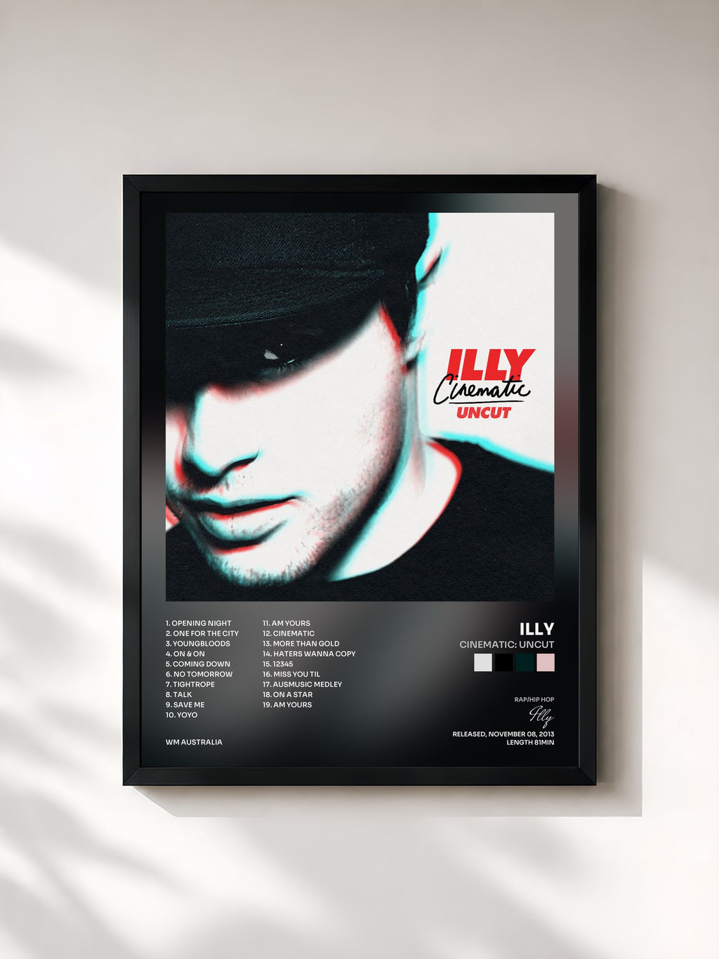 #noir Tableau de l'album Cinematic: Uncut de Illy, cadre noir, imprimé et encadré en France