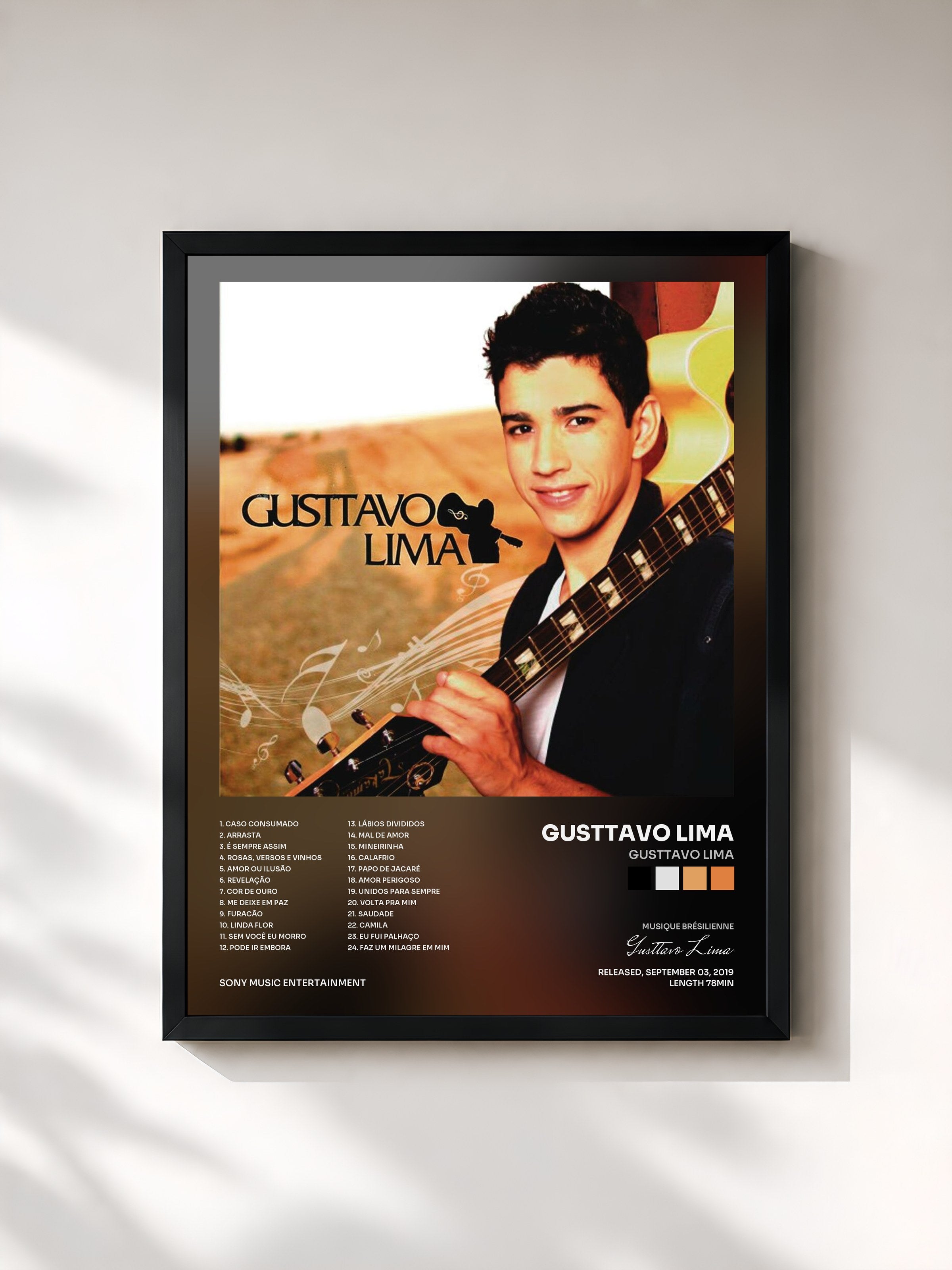 #noir Tableau de l'album Gusttavo Lima de Gusttavo Lima, cadre noir, imprimé et encadré en France