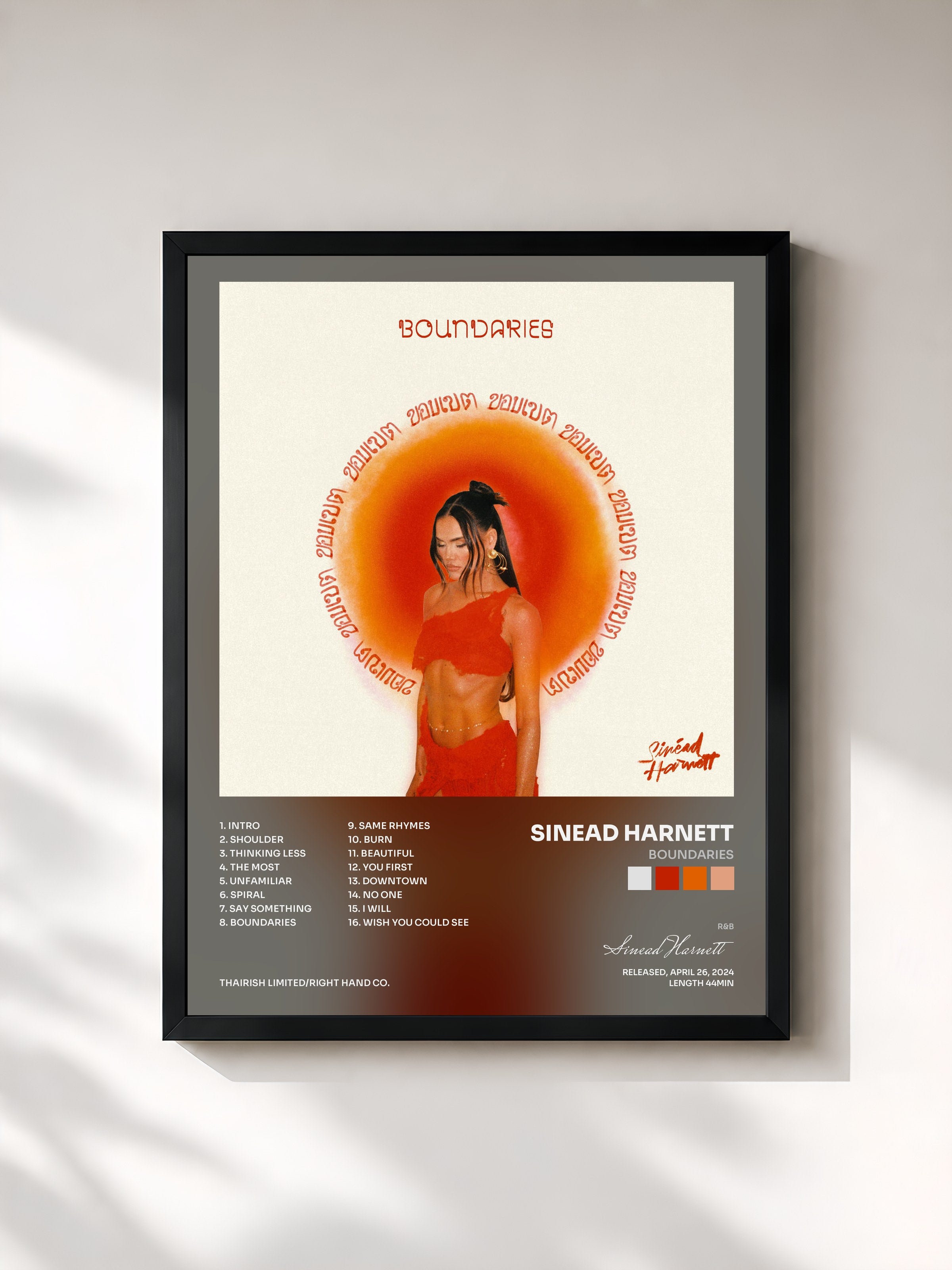 #noir Tableau de l'album Boundaries de Sinead Harnett, cadre noir, imprimé et encadré en France