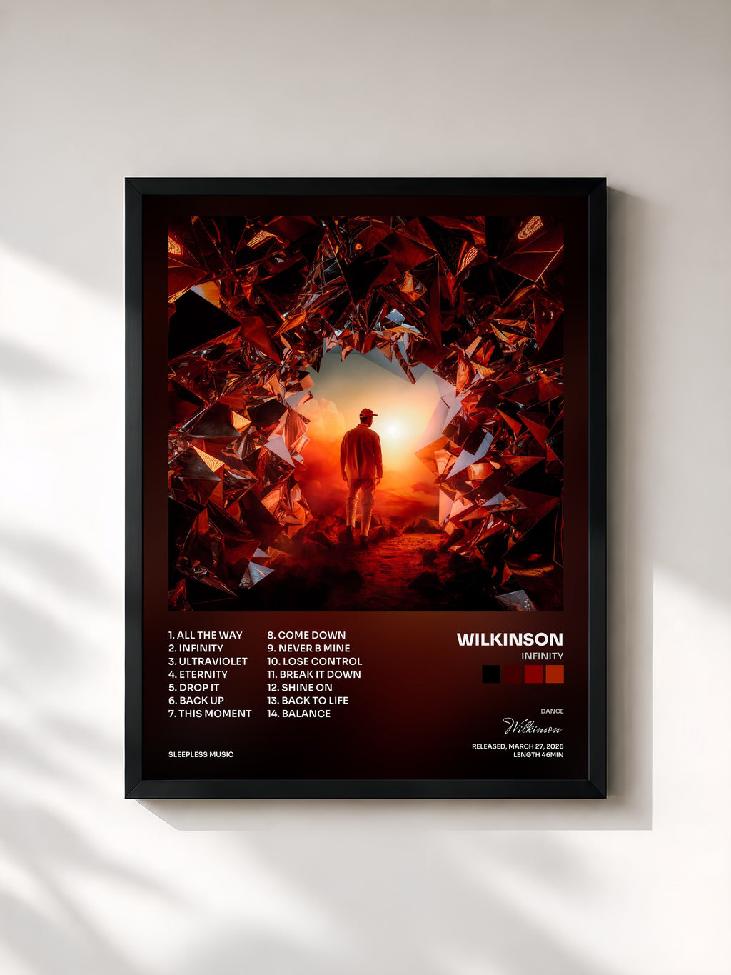 #noir Tableau de l'album Infinity de Wilkinson, cadre noir, imprimé et encadré en France