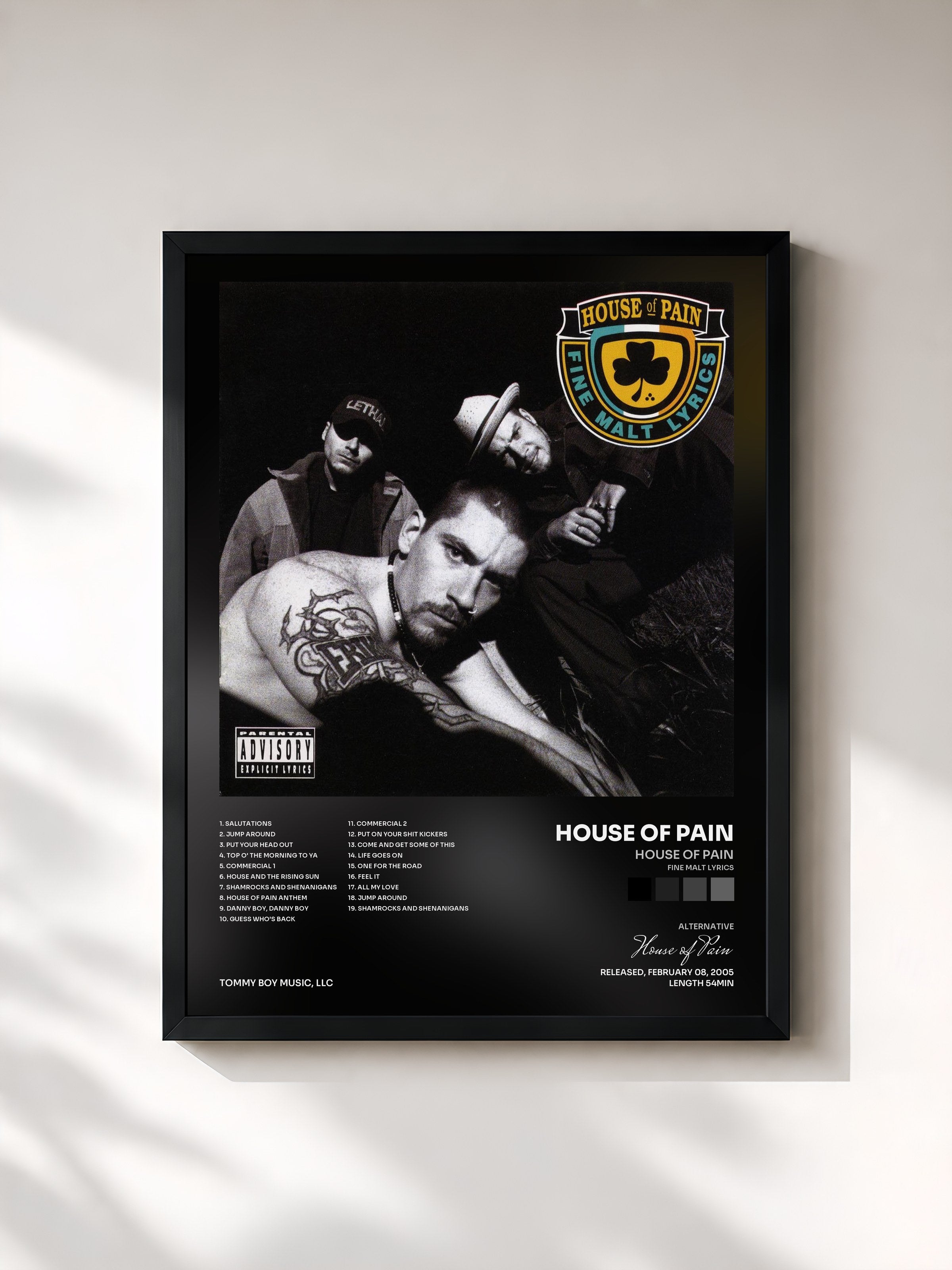#noir Tableau de l'album House of Pain (Fine Malt Lyrics) de House of Pain, cadre noir, imprimé et encadré en France