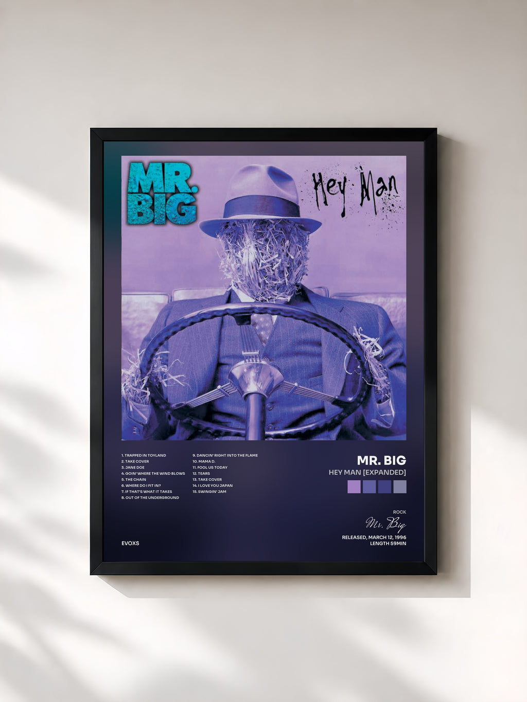 #noir Tableau de l'album Hey Man [Expanded] de Mr. Big, cadre noir, imprimé et encadré en France