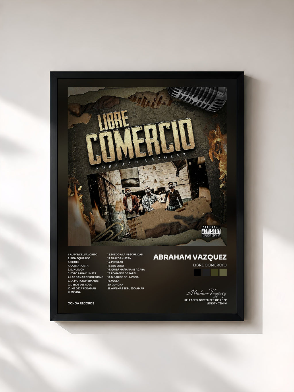 #noir Tableau de l'album Libre Comercio de Abraham Vazquez, cadre noir, imprimé et encadré en France