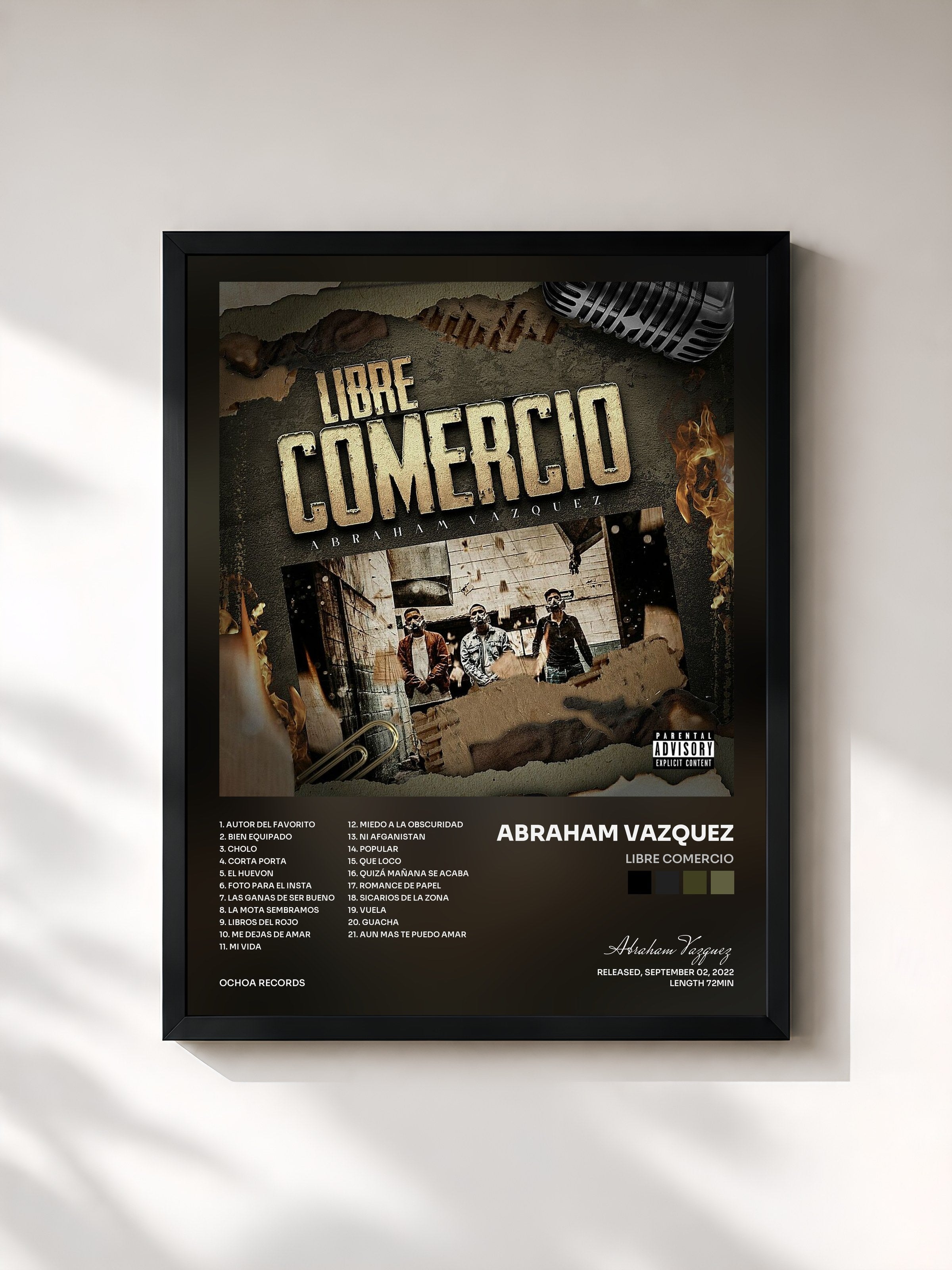 #noir Tableau de l'album Libre Comercio de Abraham Vazquez, cadre noir, imprimé et encadré en France