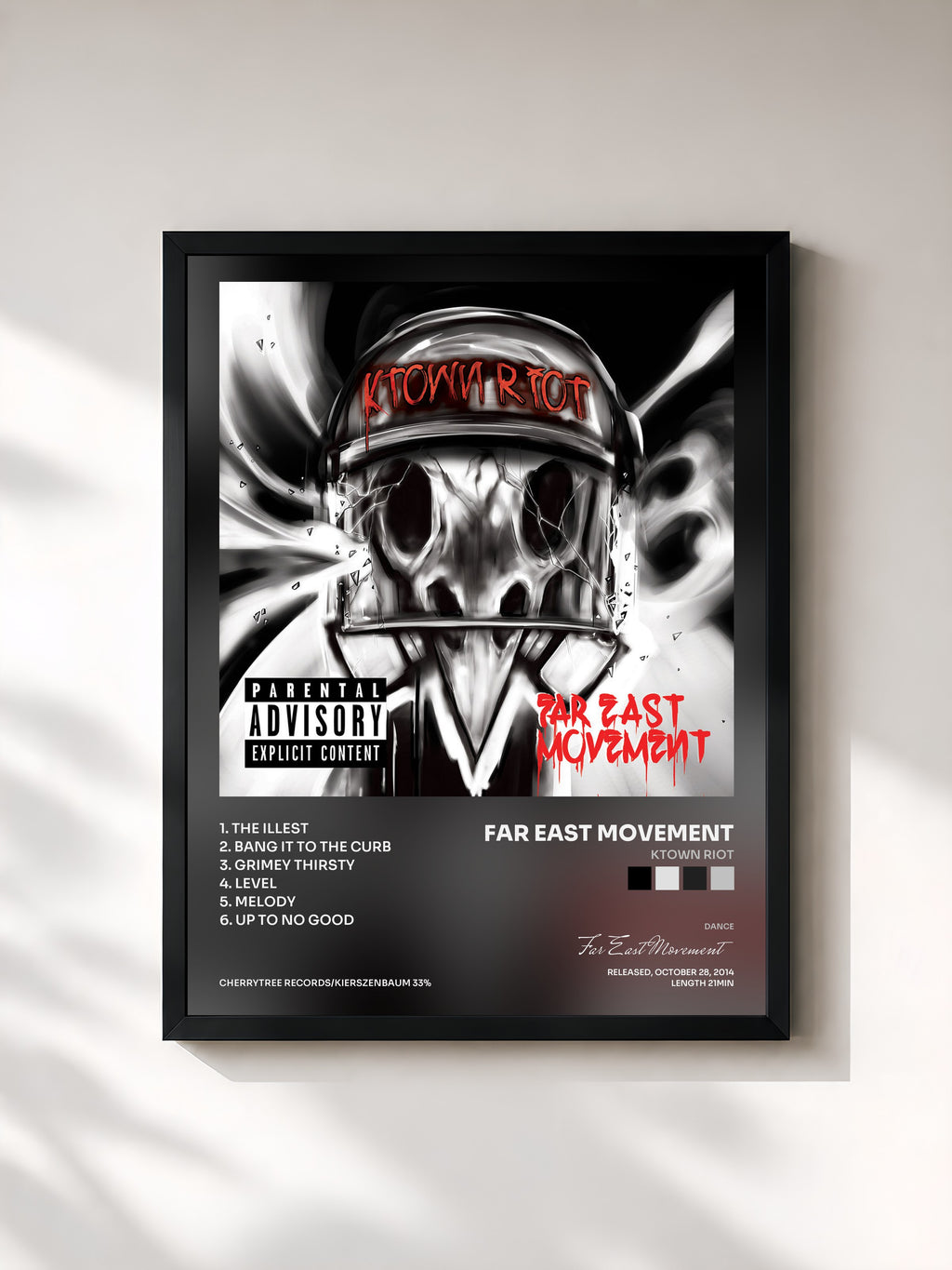 #noir Tableau de l'album KTown Riot de Far East Movement, cadre noir, imprimé et encadré en France