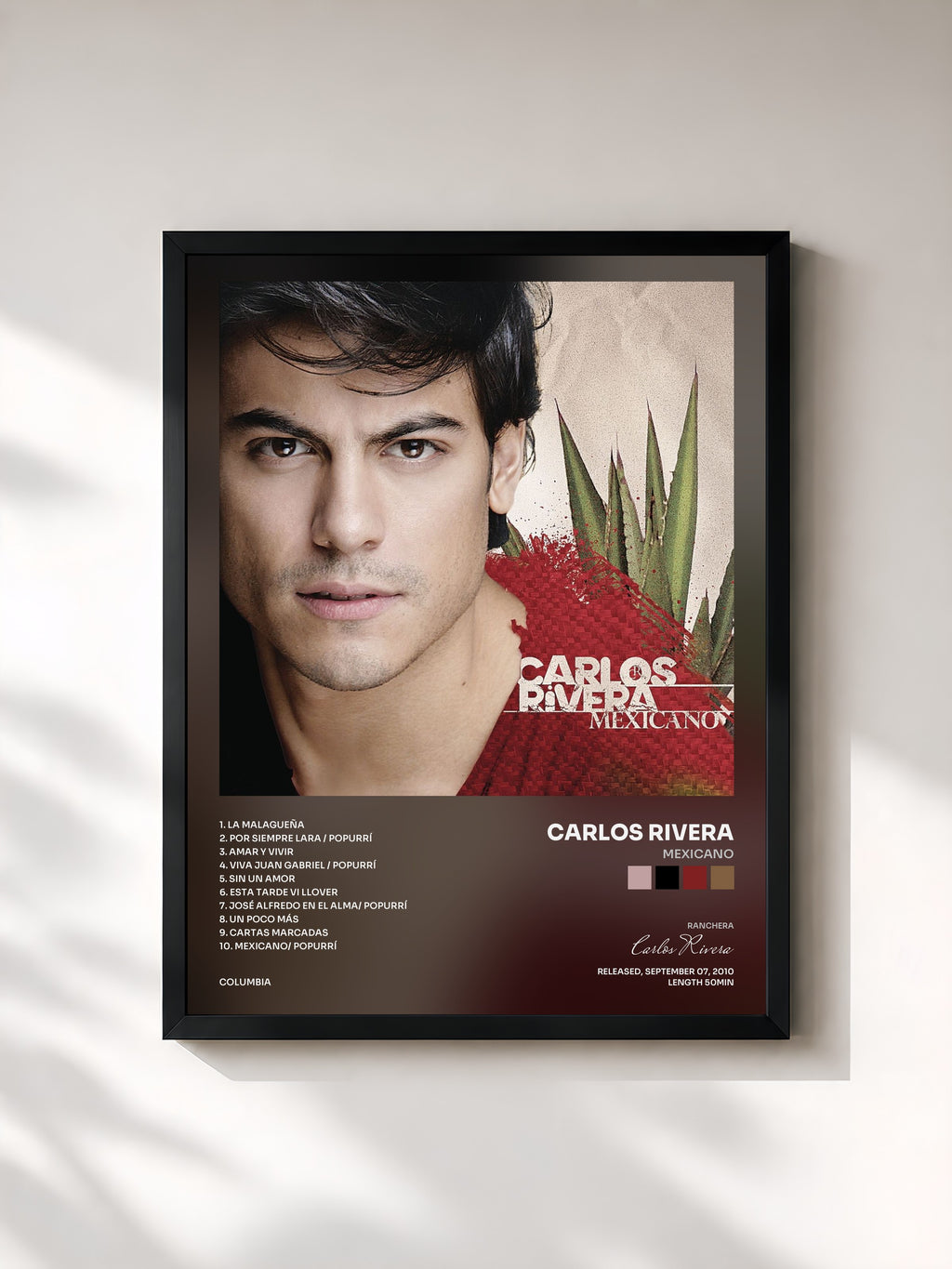 #noir Tableau de l'album Mexicano de Carlos Rivera, cadre noir, imprimé et encadré en France