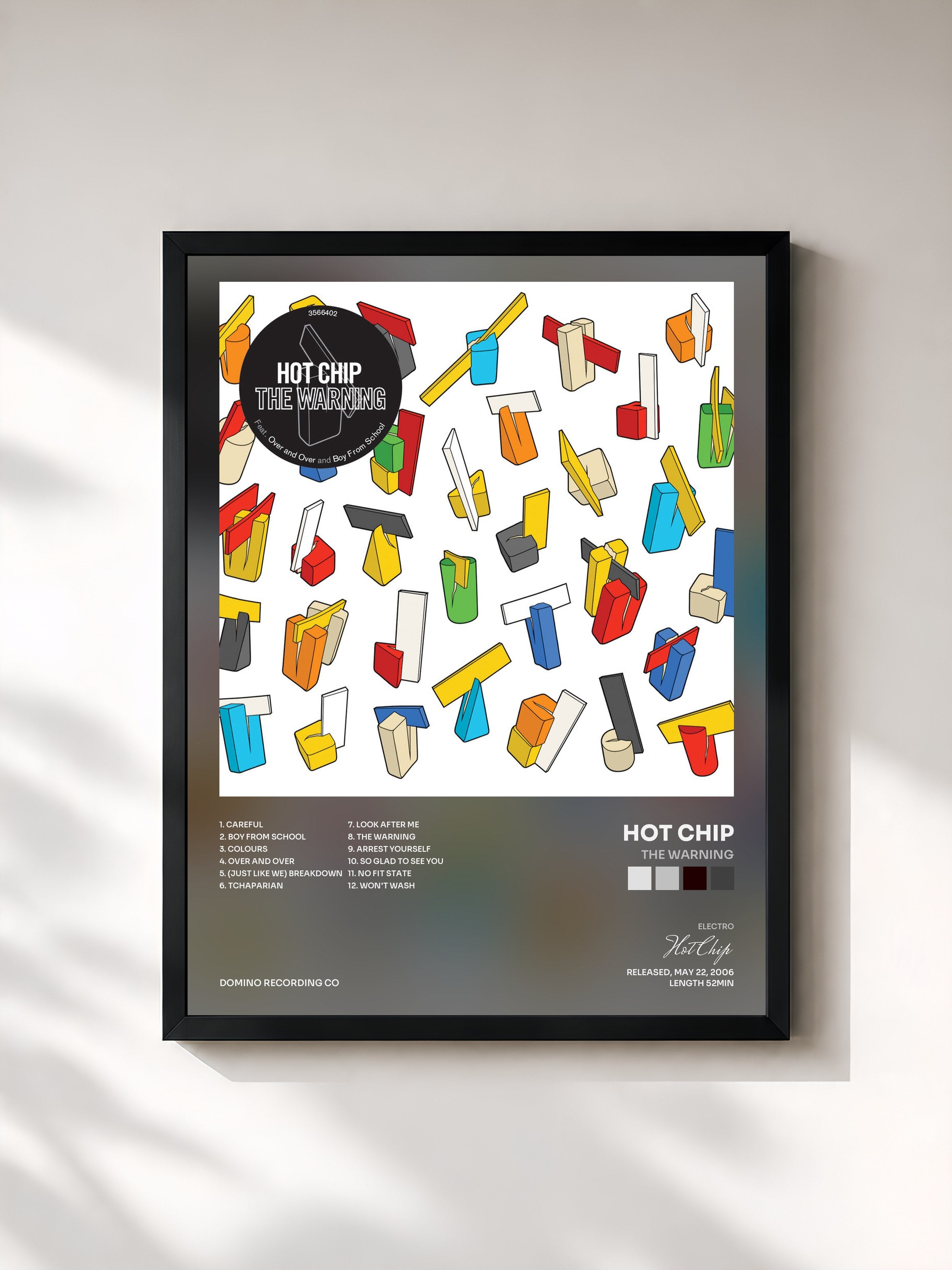 #noir Tableau de l'album The Warning de Hot Chip, cadre noir, imprimé et encadré en France