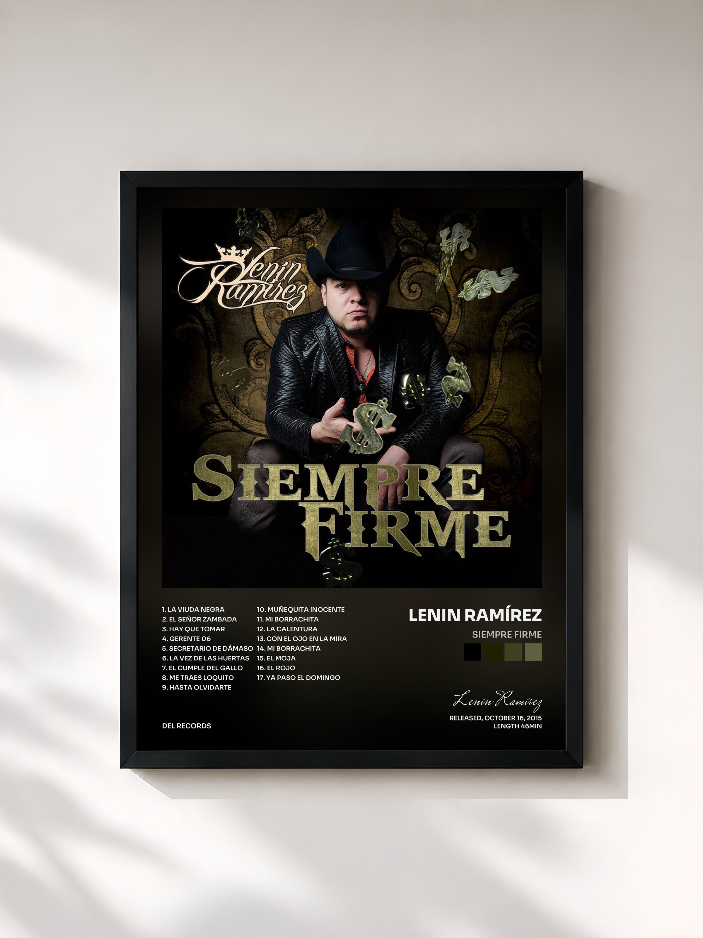 #noir Tableau de l'album Siempre Firme de Lenin Ramírez, cadre noir, imprimé et encadré en France