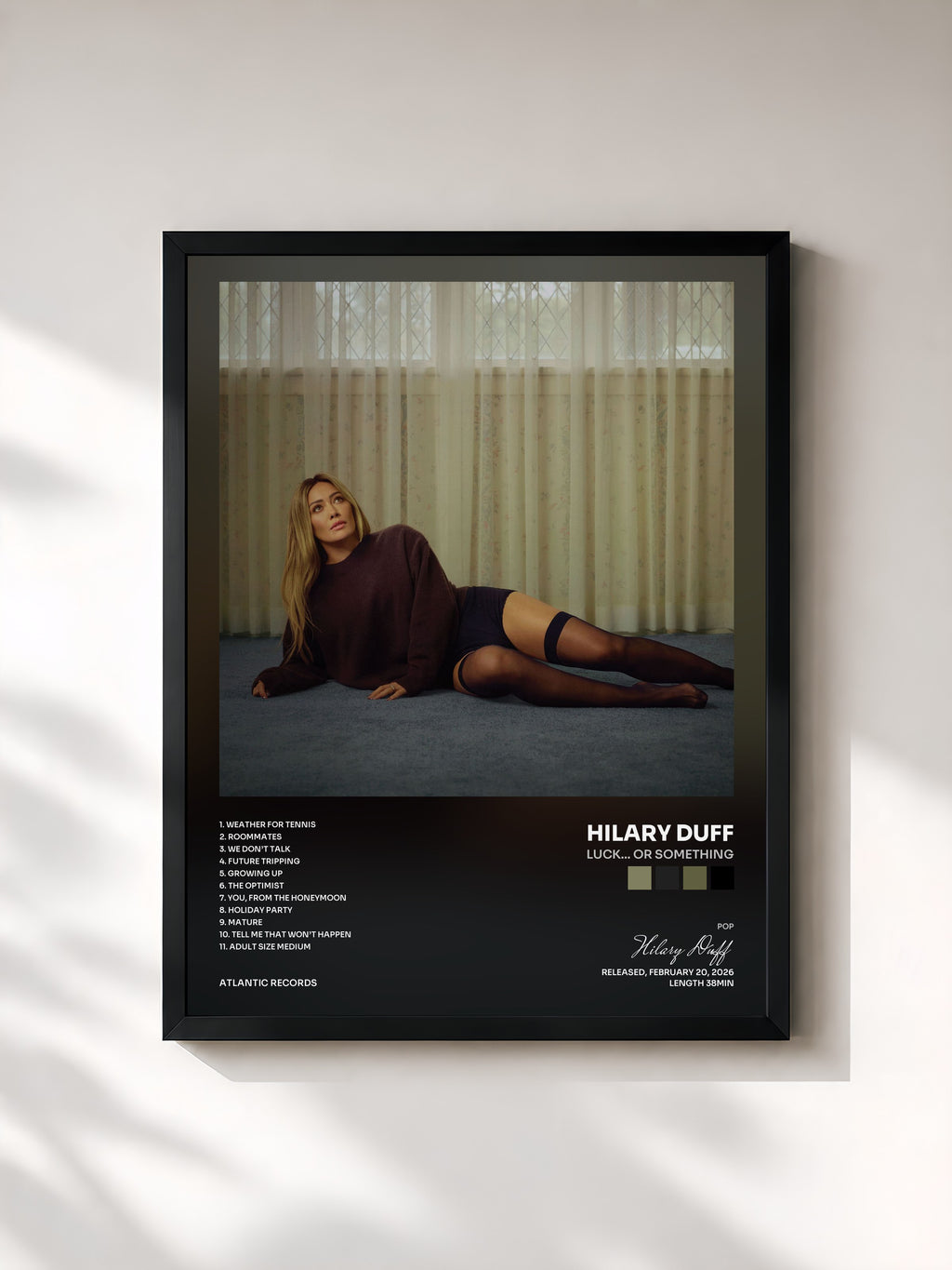 #noir Tableau de l'album luck... or something de Hilary Duff, cadre noir, imprimé et encadré en France