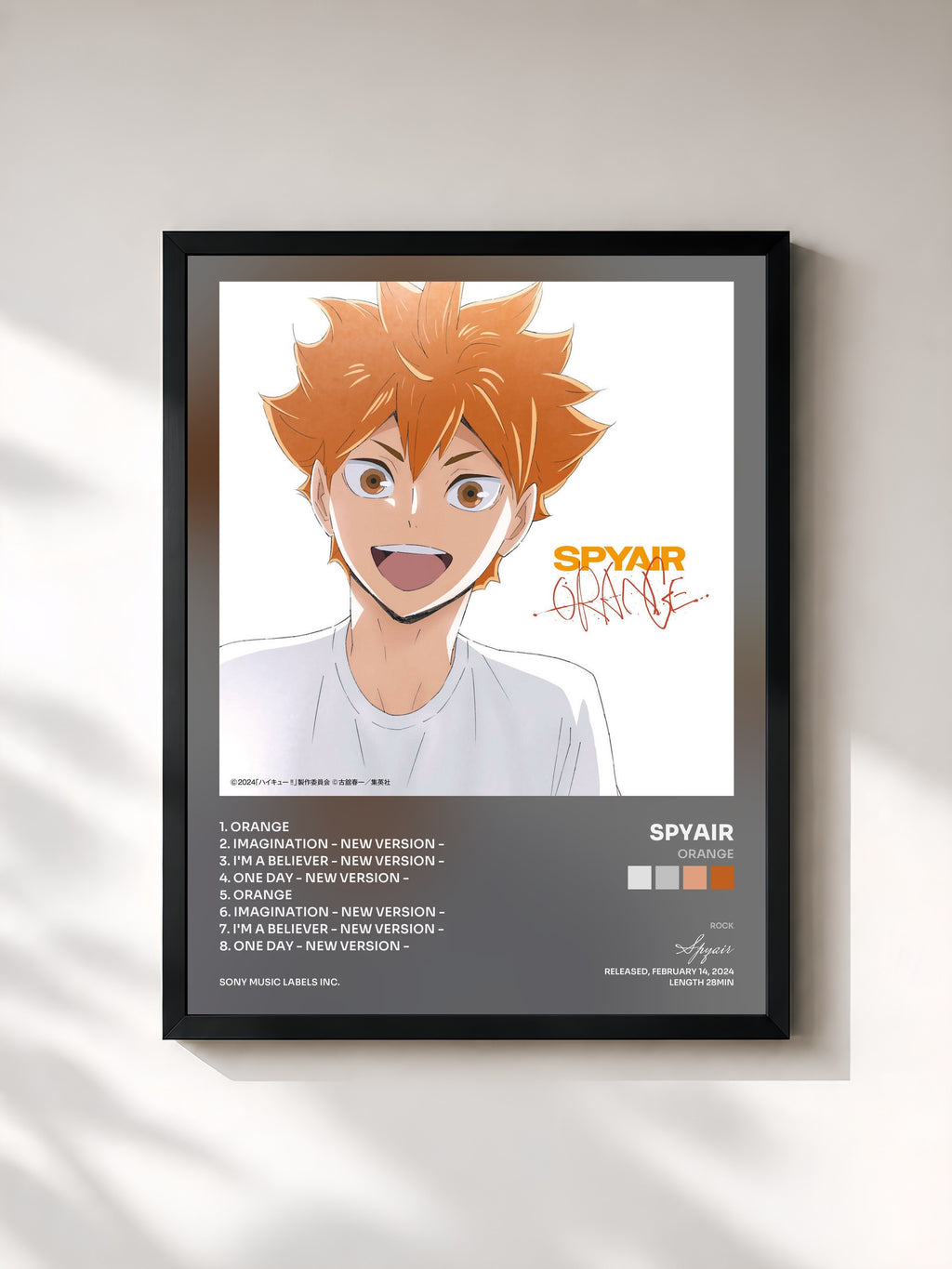 #noir Tableau de l'album Orange de Spyair, cadre noir, imprimé et encadré en France