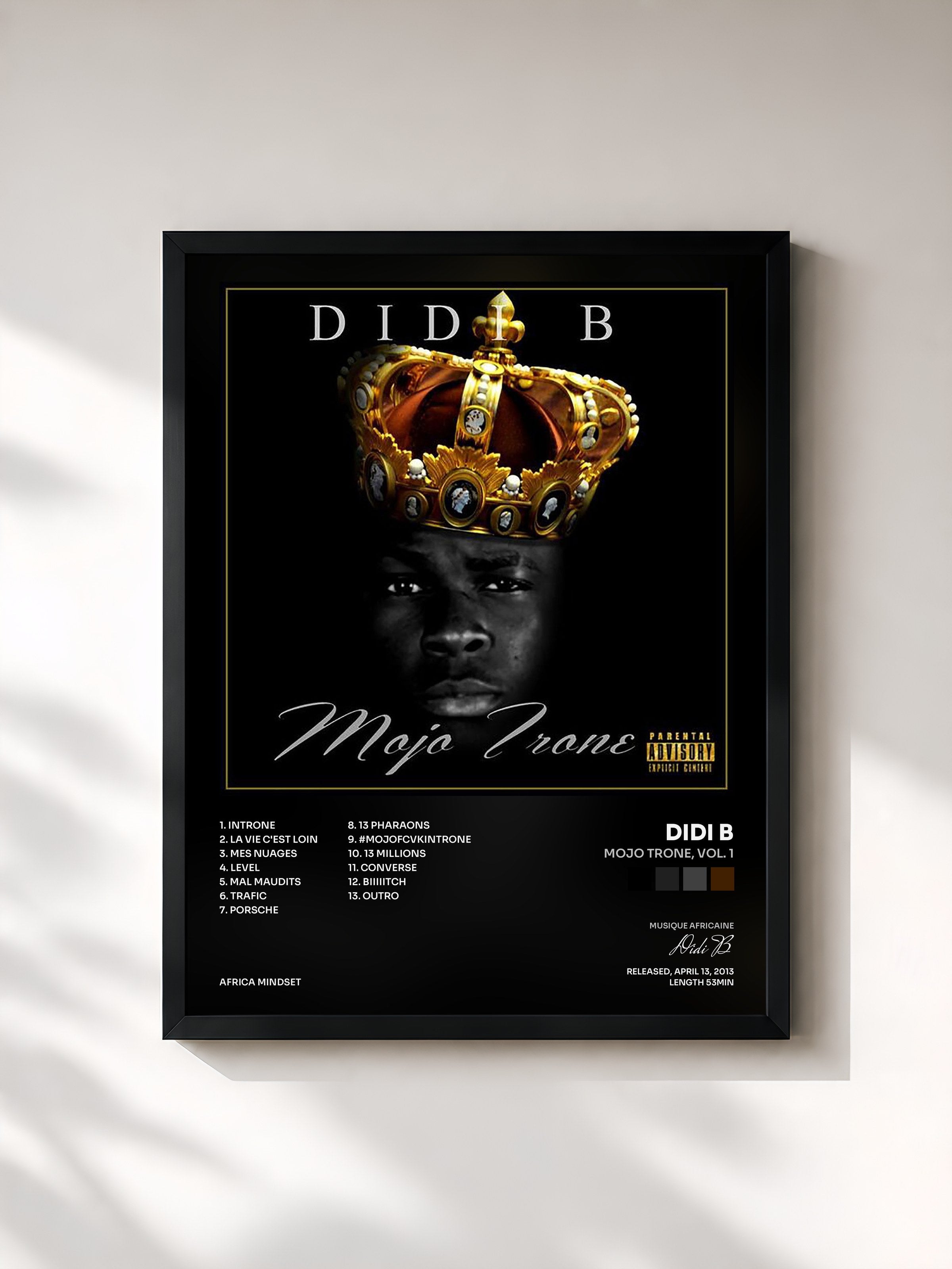 #noir Tableau de l'album Mojo trone, vol. 1 de Didi B, cadre noir, imprimé et encadré en France