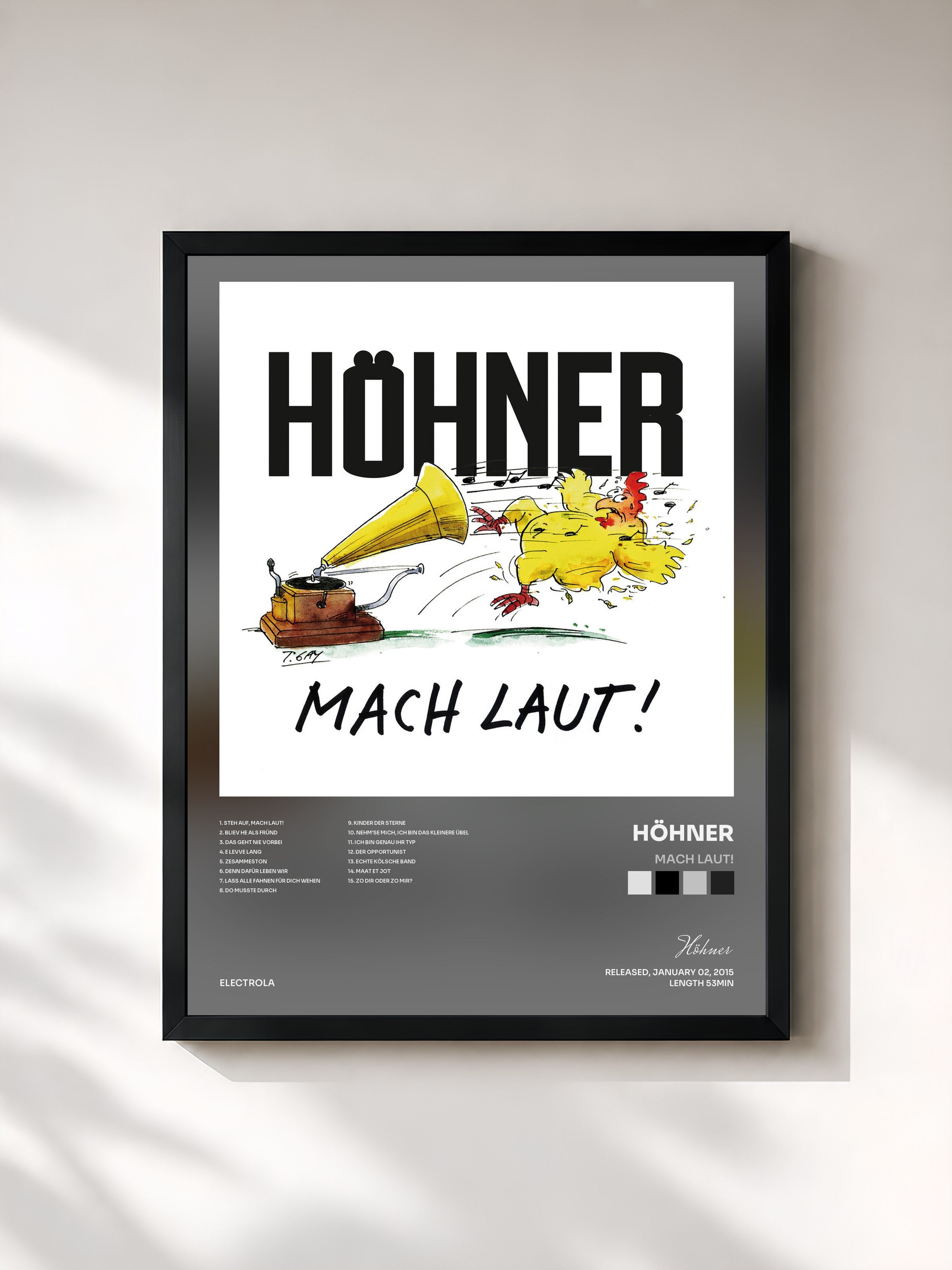 #noir Tableau de l'album Mach laut! de Höhner, cadre noir, imprimé et encadré en France