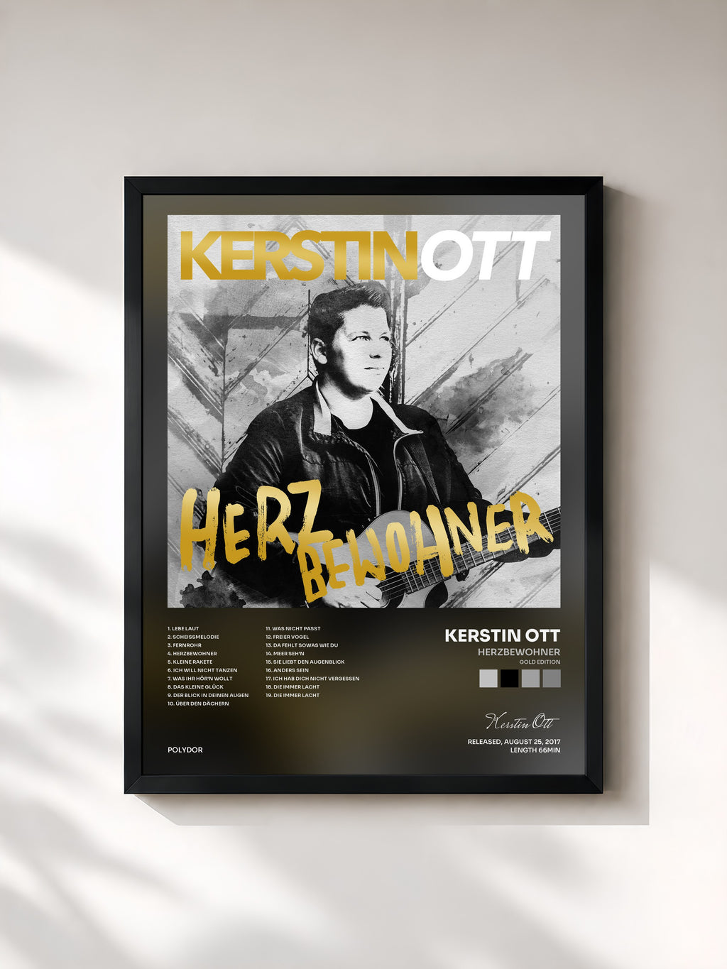 #noir Tableau de l'album Herzbewohner (Gold Edition) de Kerstin Ott, cadre noir, imprimé et encadré en France