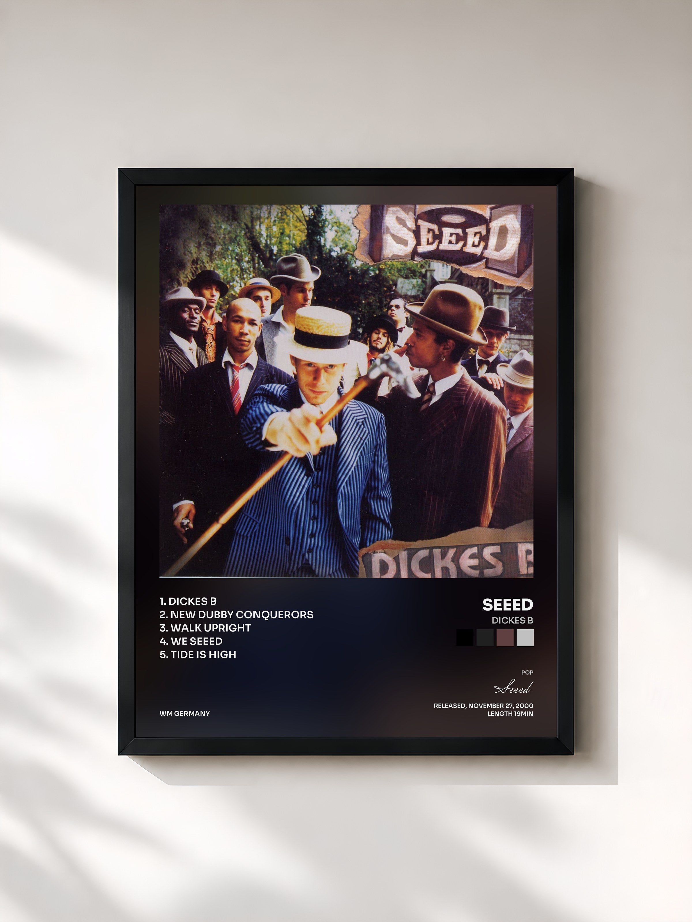 #noir Tableau de l'album Dickes B de Seeed, cadre noir, imprimé et encadré en France
