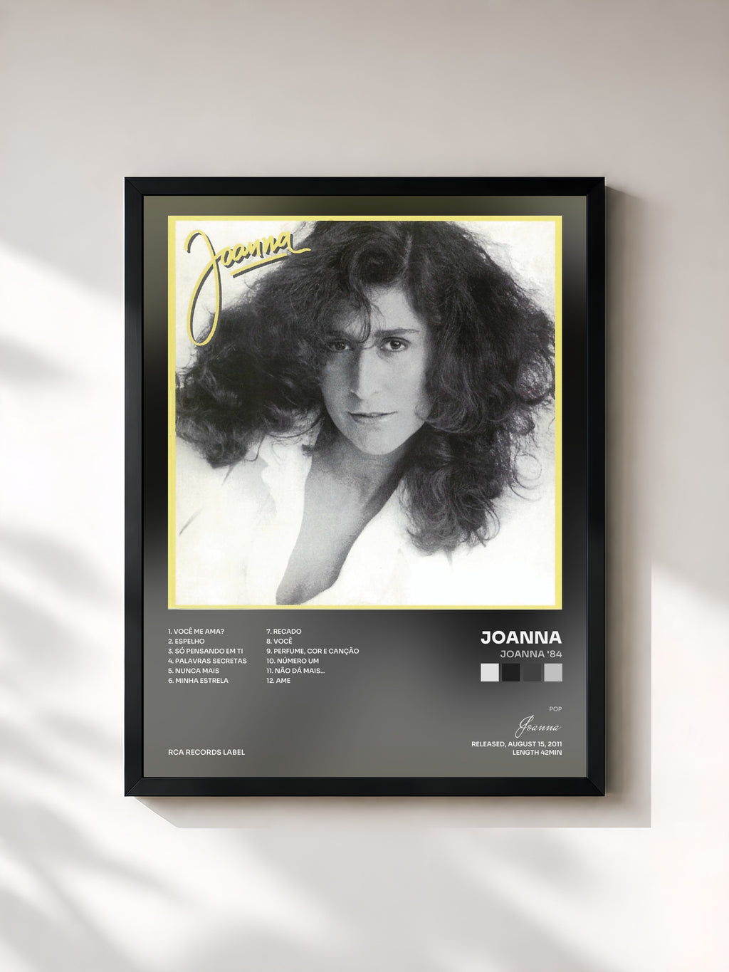 #noir Tableau de l'album Joanna '84 de Joanna, cadre noir, imprimé et encadré en France