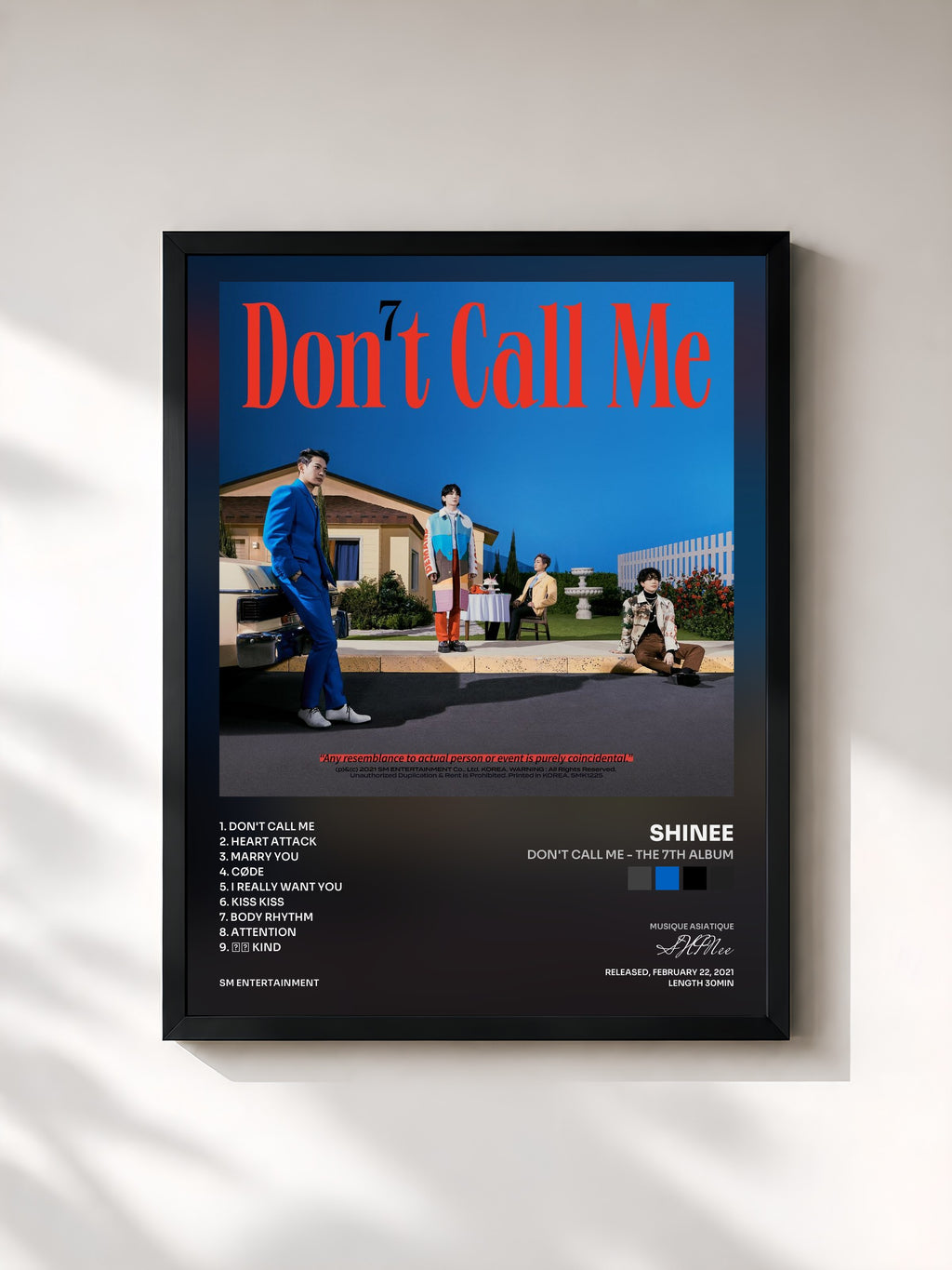 #noir Tableau de l'album Don't Call Me - The 7th Album de SHINee, cadre noir, imprimé et encadré en France