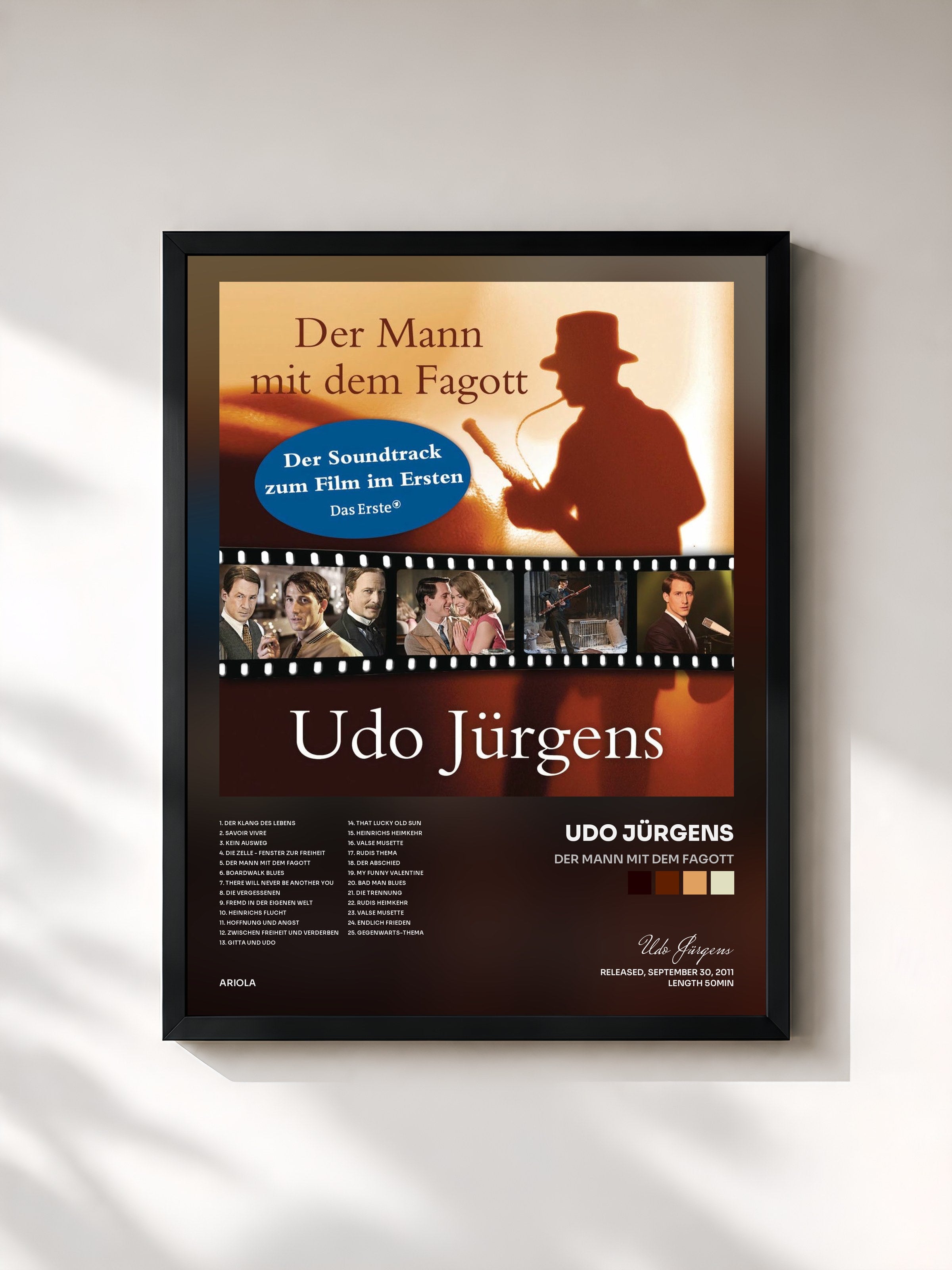 #noir Tableau de l'album Der Mann mit dem Fagott de Udo Jürgens, cadre noir, imprimé et encadré en France