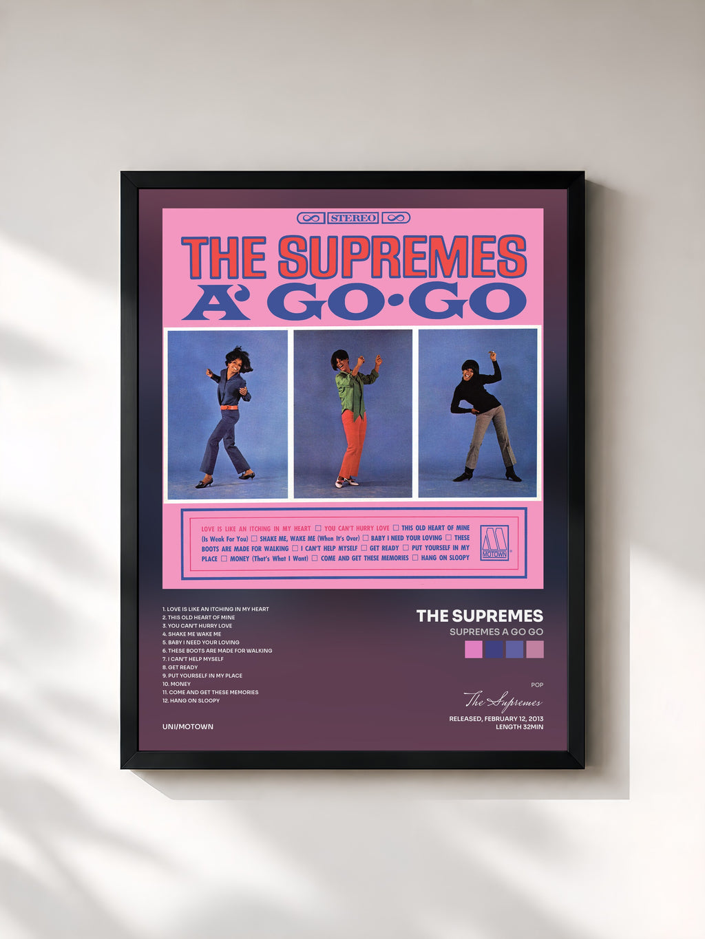 #noir Tableau de l'album Supremes A Go Go de The Supremes, cadre noir, imprimé et encadré en France