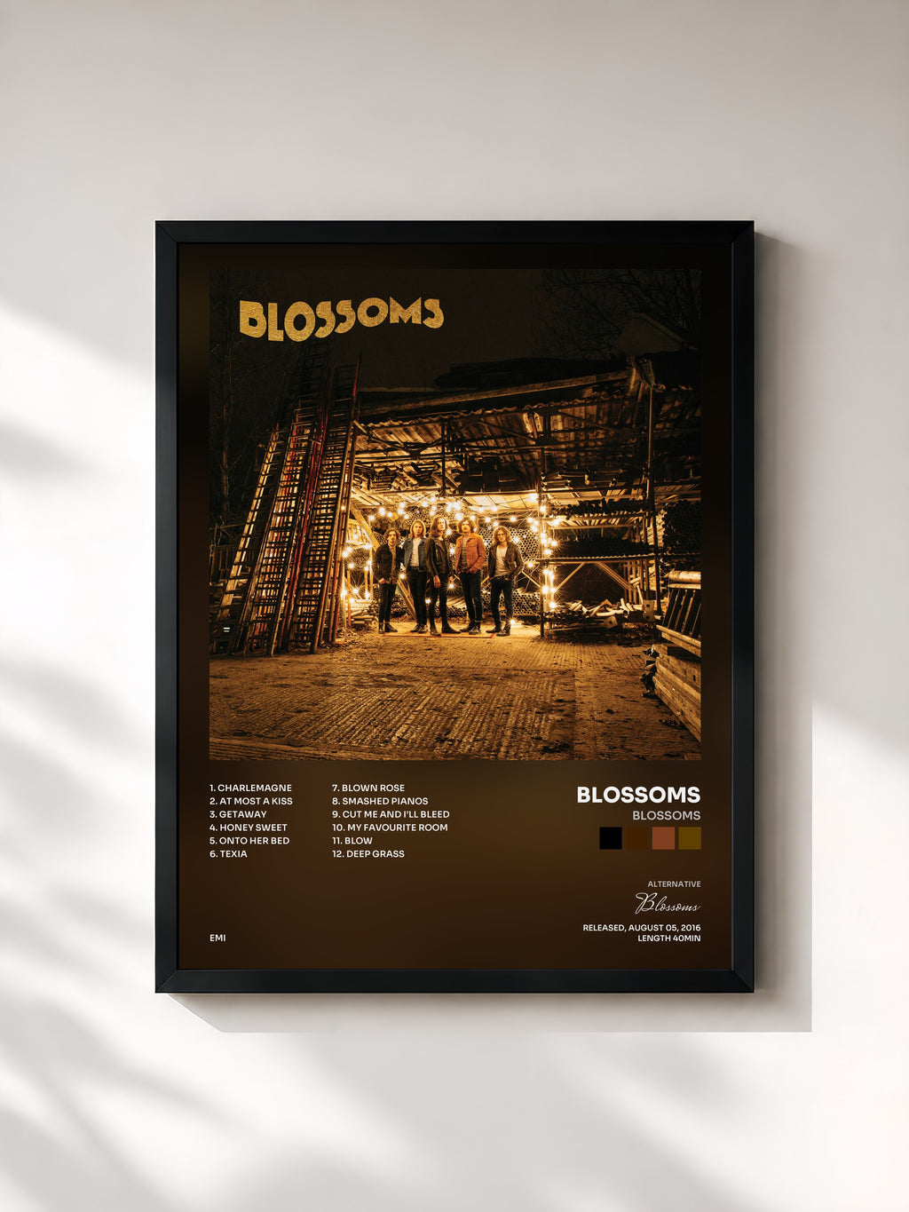 #noir Tableau de l'album Blossoms de Blossoms, cadre noir, imprimé et encadré en France