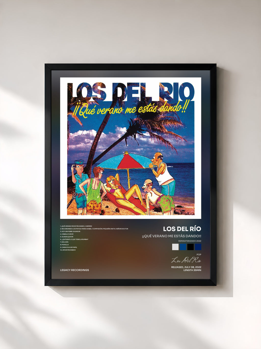 #noir Tableau de l'album ¡¡Qué Verano Me Estás Dando!! (Remasterizado 2022) de Los Del Río, cadre noir, imprimé et encadré en France