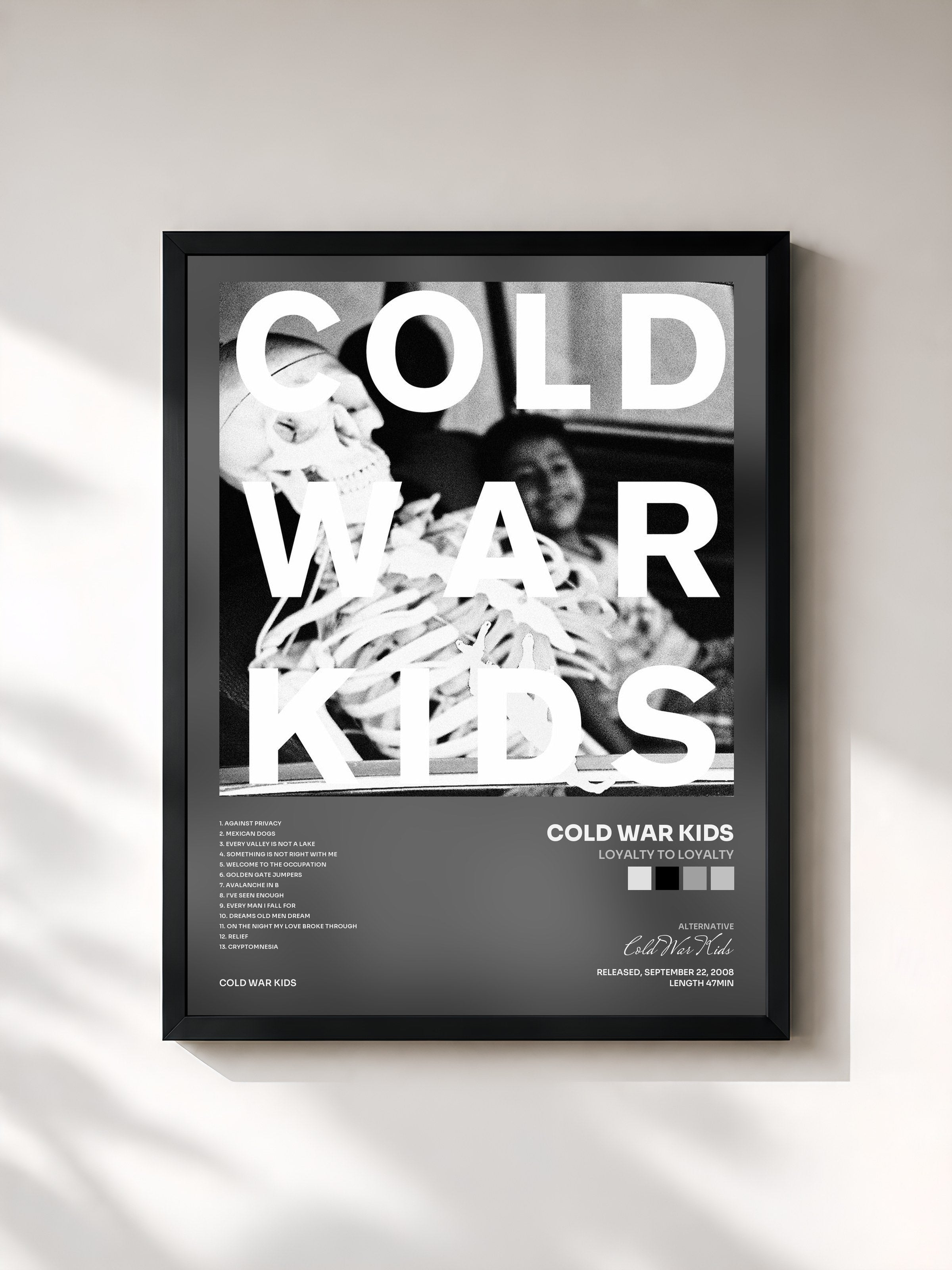 #noir Tableau de l'album Loyalty To Loyalty de Cold War Kids, cadre noir, imprimé et encadré en France