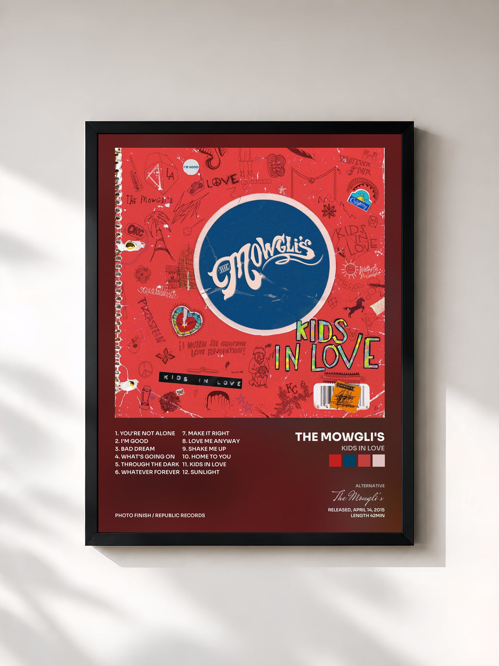 #noir Kids In Love di The Mowgli's in stampa incorniciata, cornice nera, stampata e incorniciata in Francia