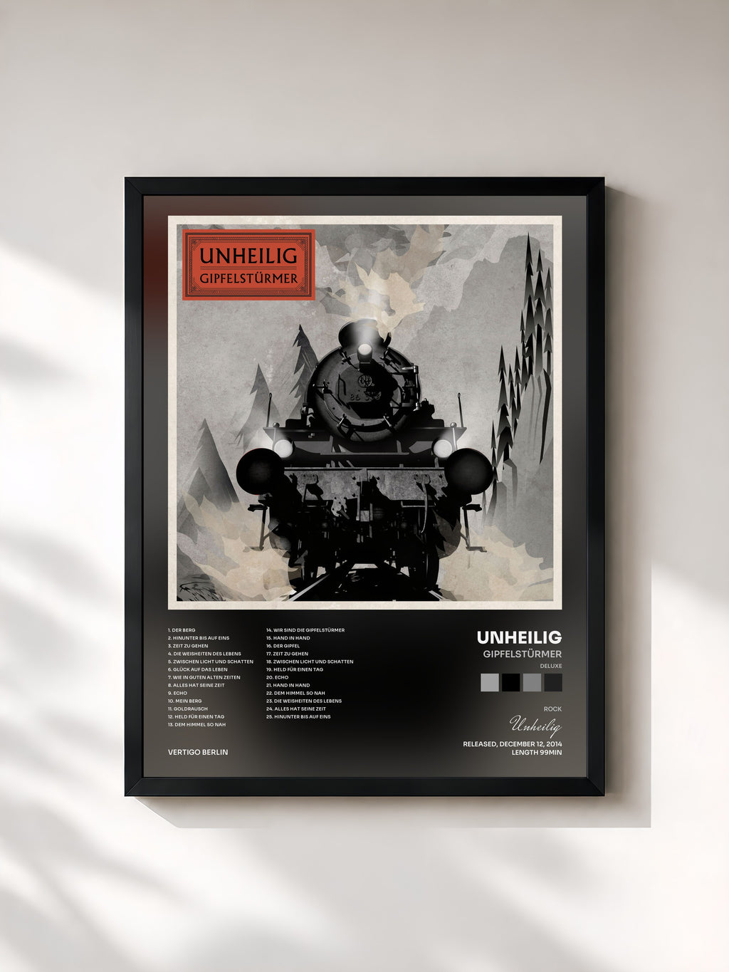 #noir Tableau de l'album Gipfelstürmer (Deluxe) de Unheilig, cadre noir, imprimé et encadré en France
