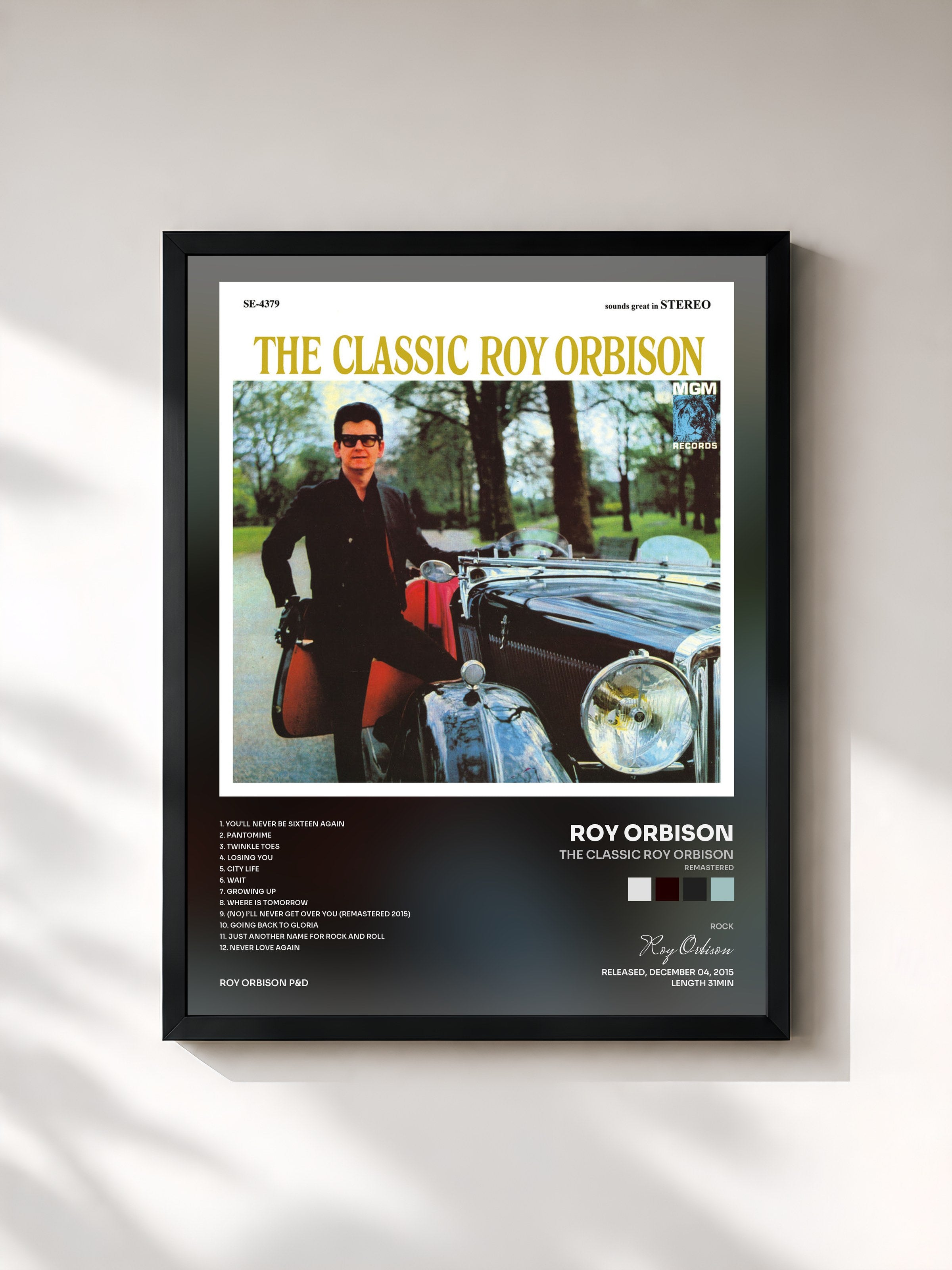 #noir Tableau de l'album The Classic Roy Orbison (Remastered) de Roy Orbison, cadre noir, imprimé et encadré en France