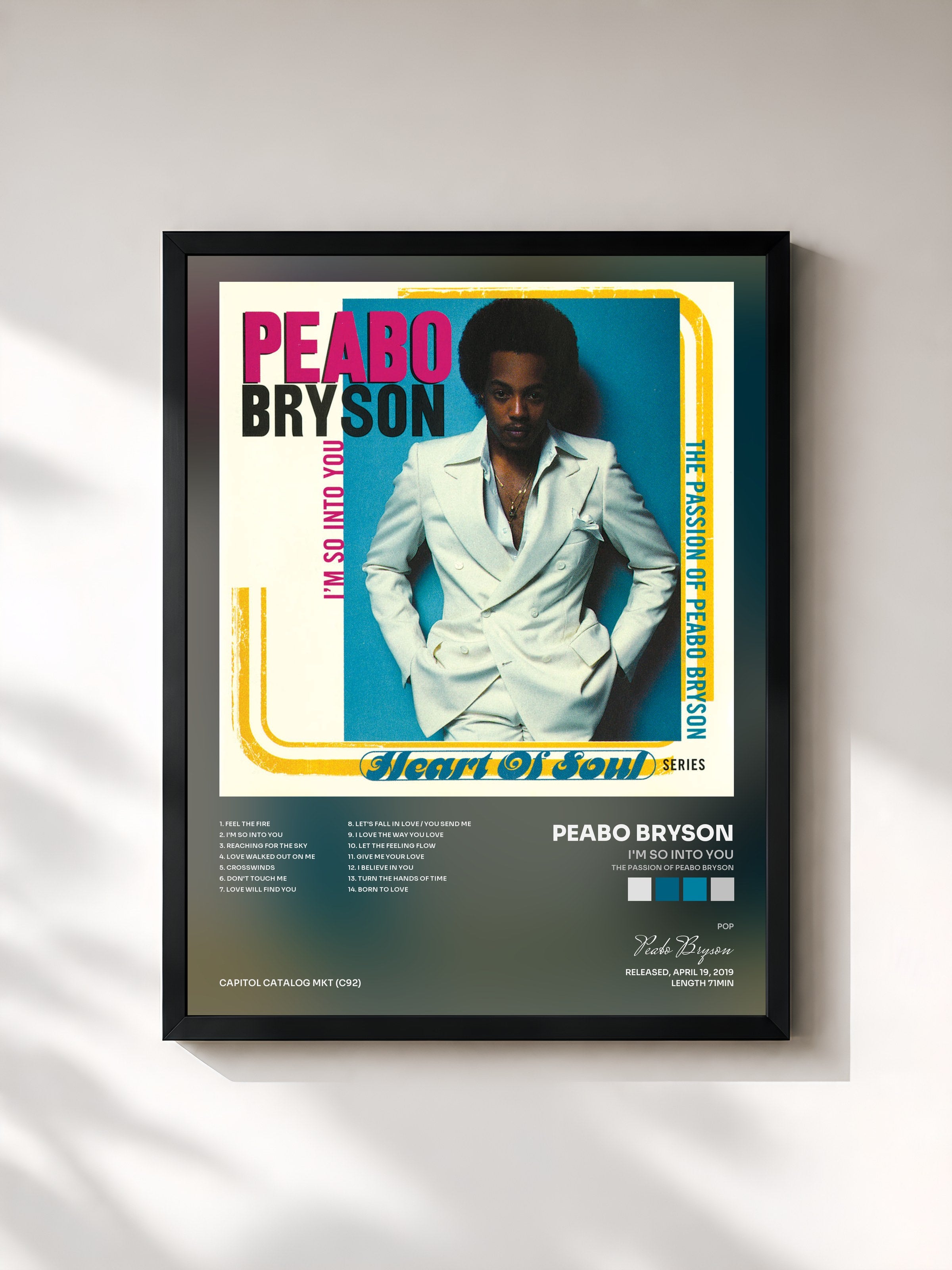 #noir Tableau de l'album I'm So Into You (The Passion Of Peabo Bryson) de Peabo Bryson, cadre noir, imprimé et encadré en France