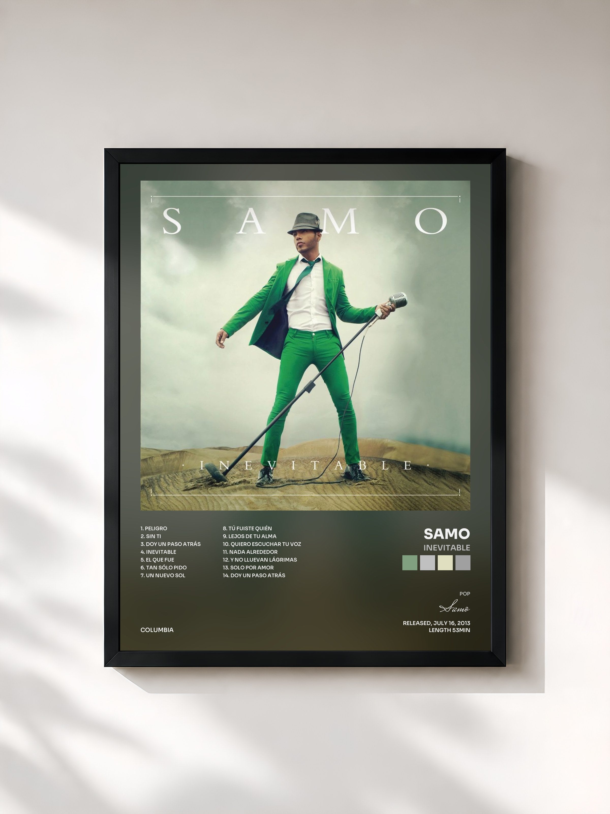 #noir Tableau de l'album Inevitable de Samo, cadre noir, imprimé et encadré en France