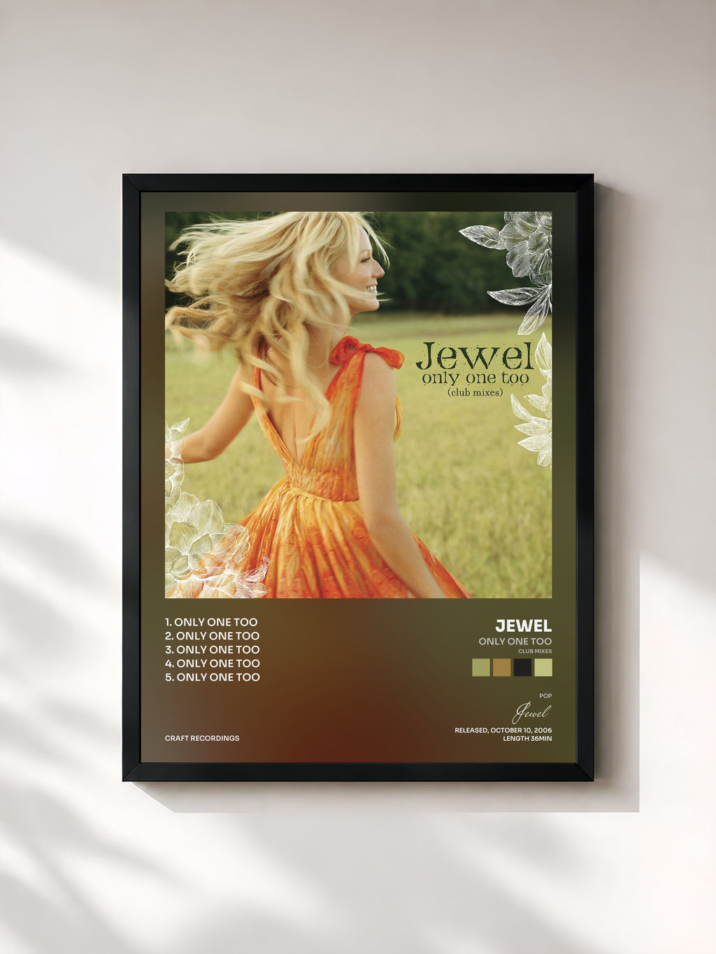 #noir Tableau de l'album Only One Too (Club Mixes) de Jewel, cadre noir, imprimé et encadré en France