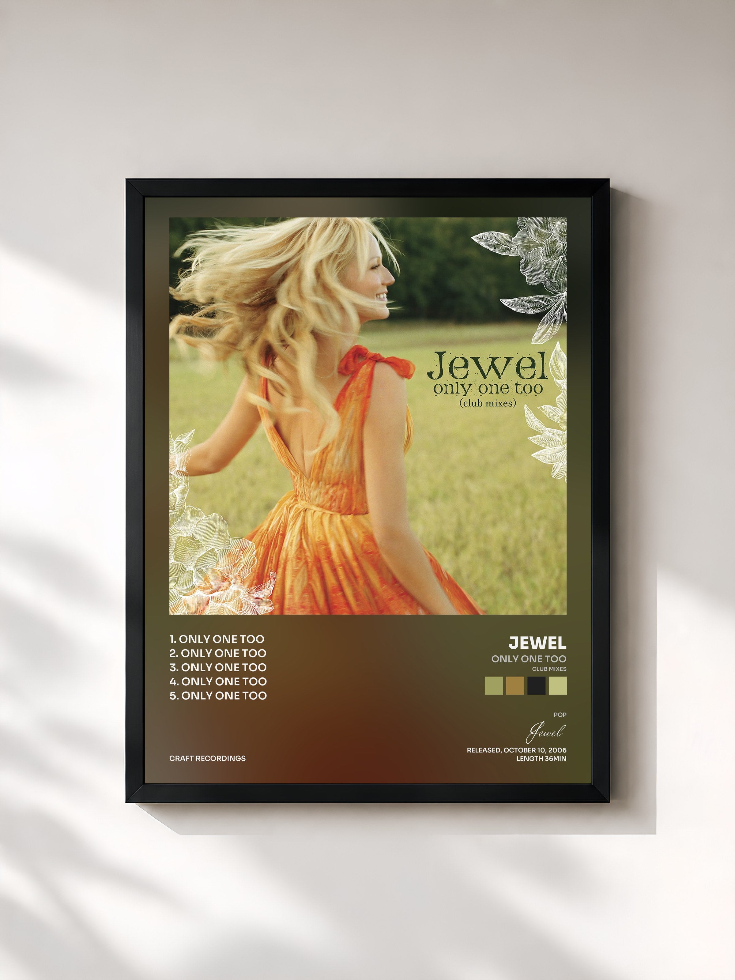 #noir Tableau de l'album Only One Too (Club Mixes) de Jewel, cadre noir, imprimé et encadré en France