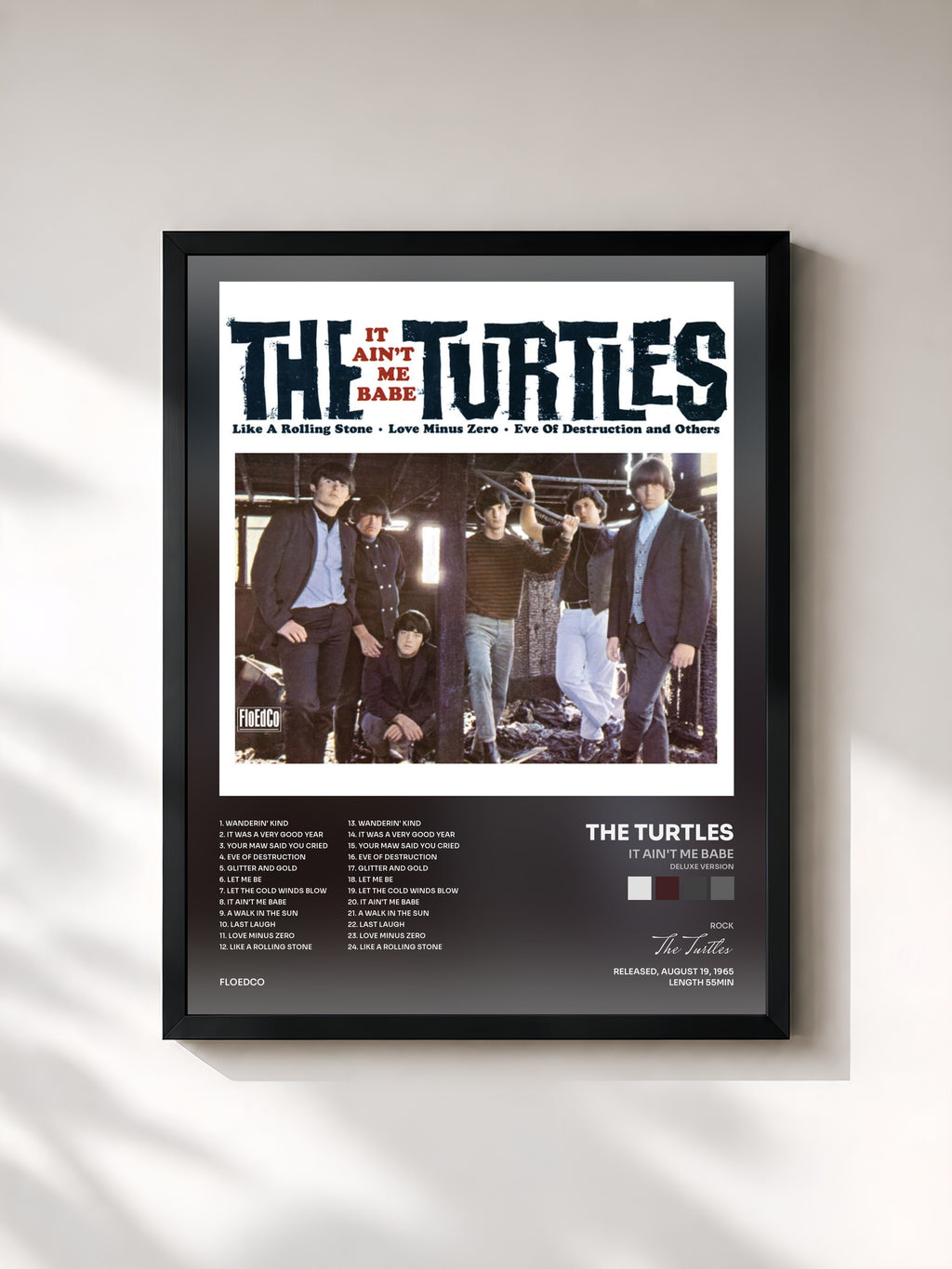 #noir Tableau de l'album It Ain't Me Babe (Deluxe Version) de The Turtles, cadre noir, imprimé et encadré en France