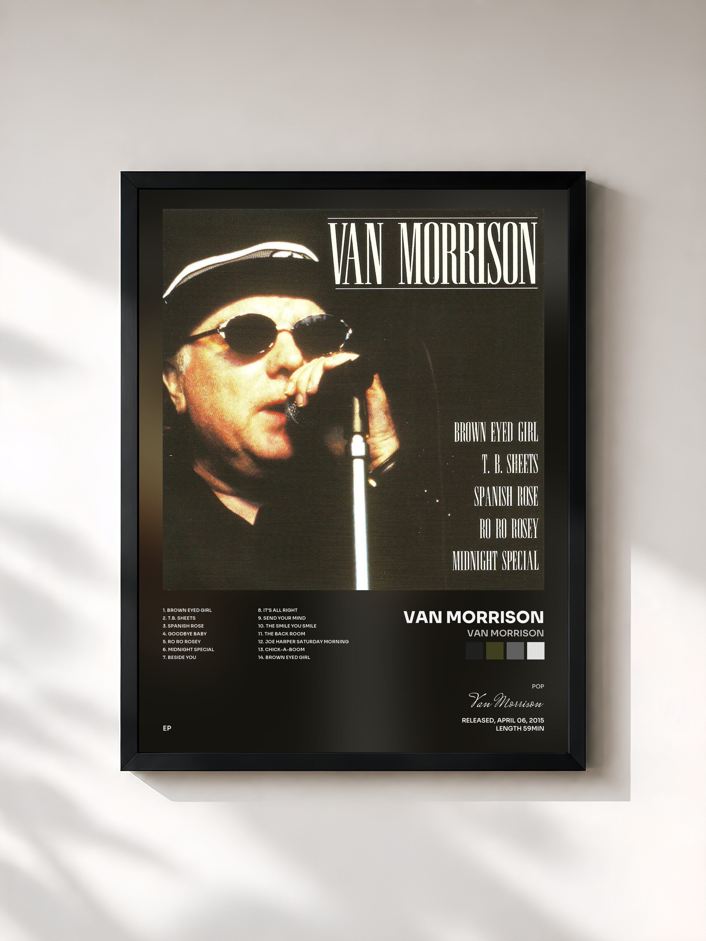 #noir Tableau de l'album Van Morrison de Van Morrison, cadre noir, imprimé et encadré en France
