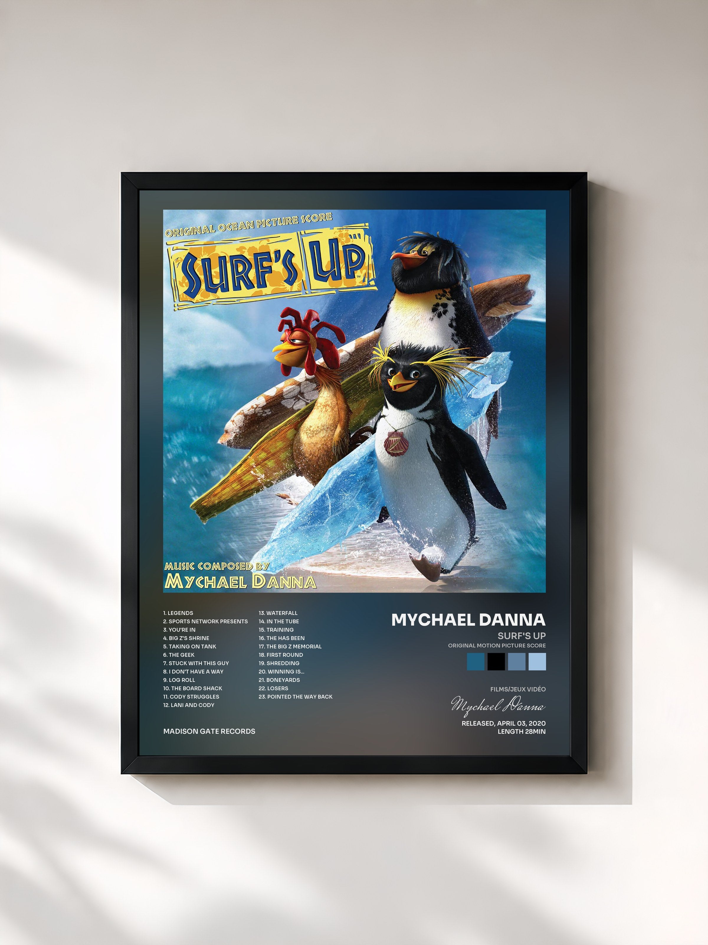 #noir Tableau de l'album Surf's up (Original Motion Picture Score) de Mychael Danna, cadre noir, imprimé et encadré en France